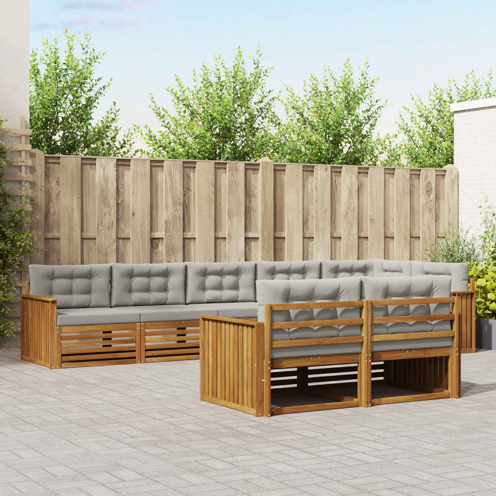 vidaXL Buiten bankenset 8 pcs Naturel