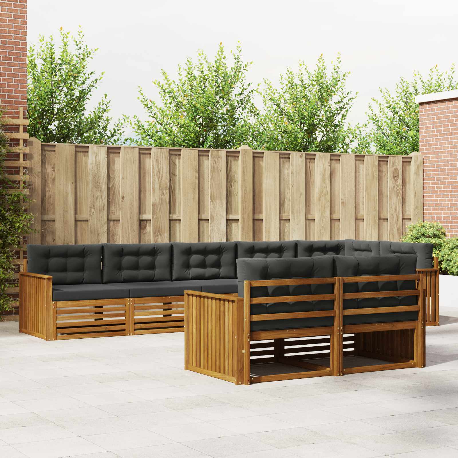 vidaXL Buiten bankenset 8 pcs Naturel