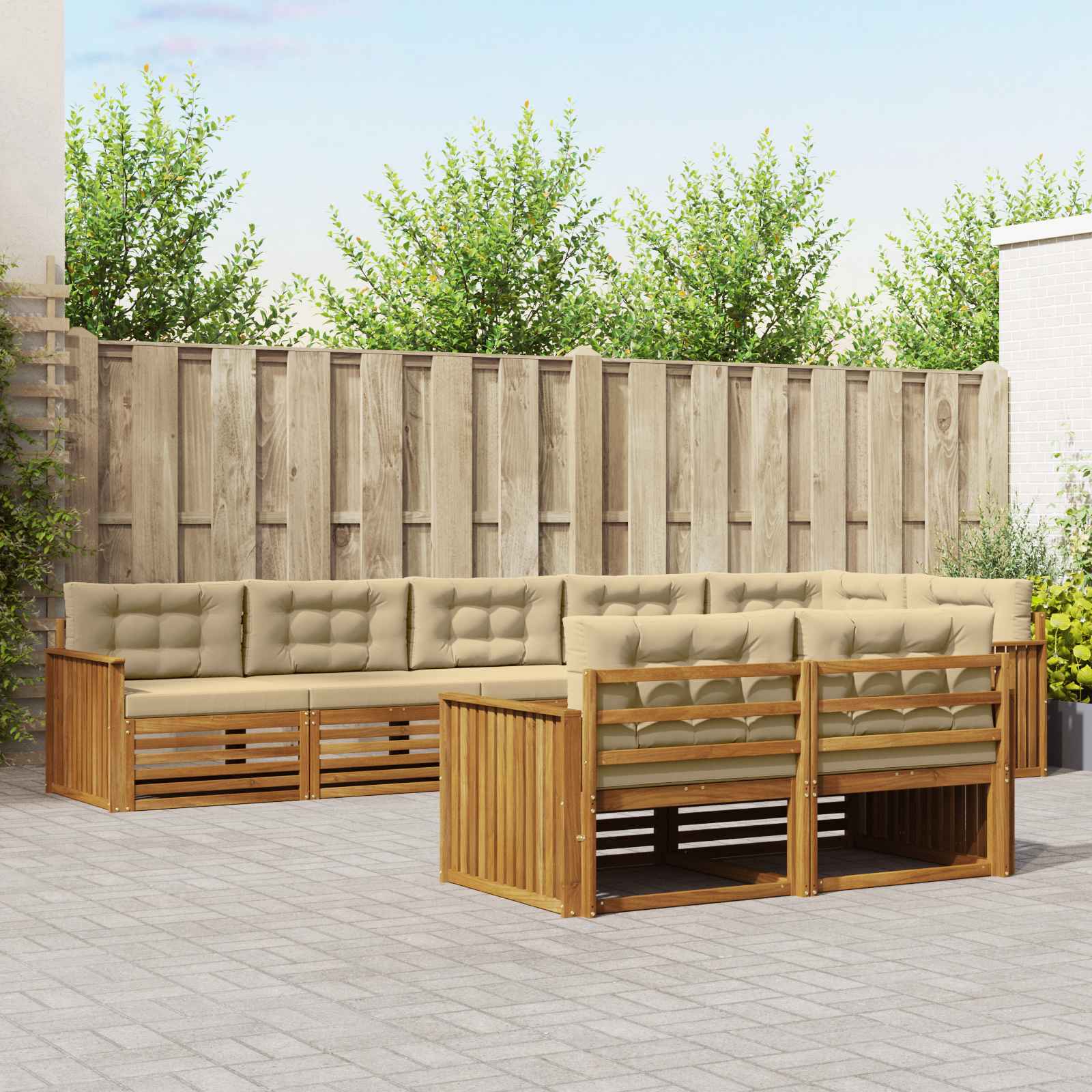 vidaXL Buiten bankenset 8 pcs Naturel