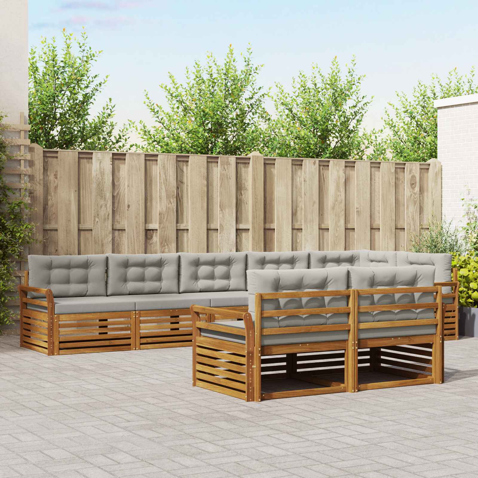 vidaXL Buiten bankenset 8 pcs Naturel