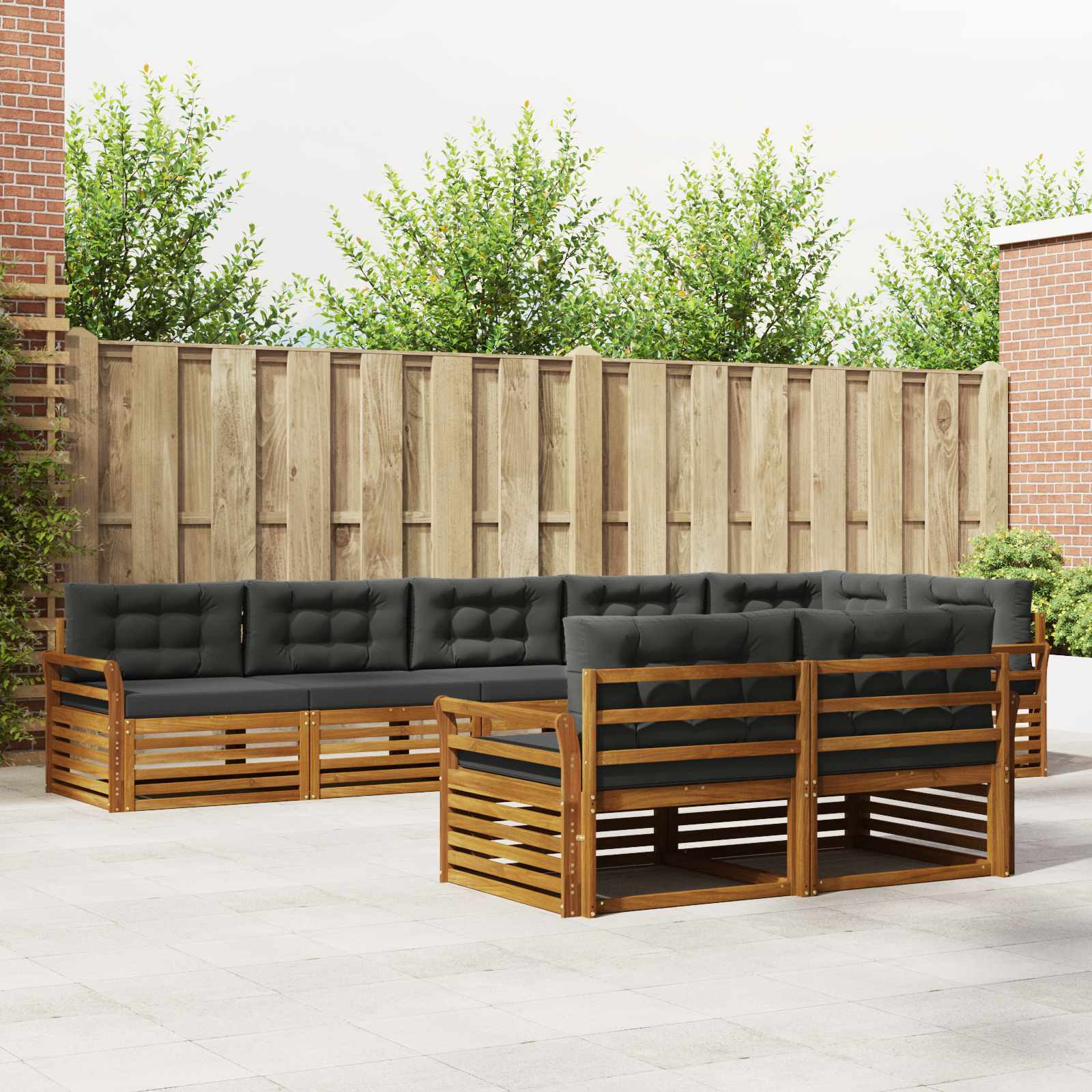 vidaXL Buiten bankenset 8 pcs Naturel