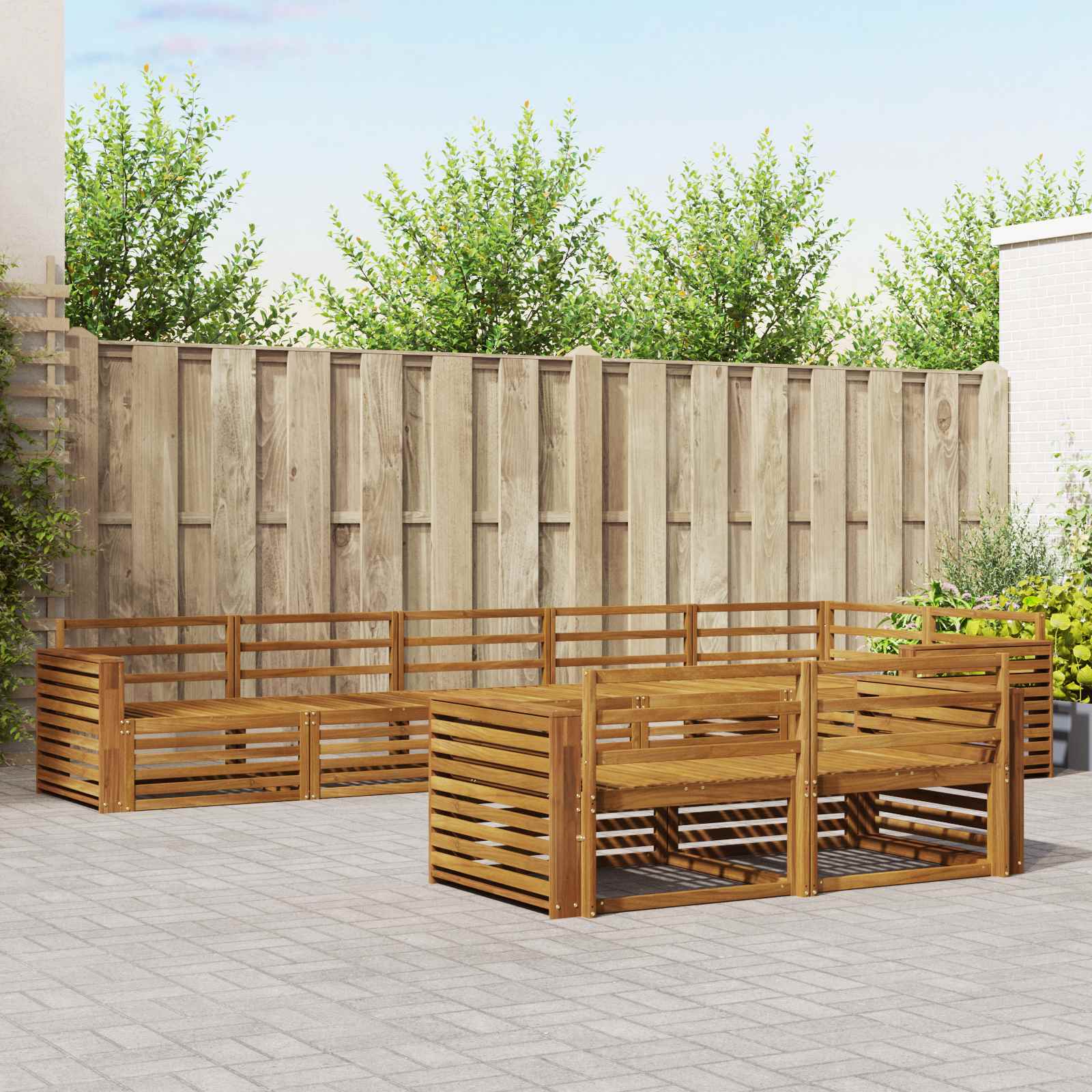 vidaXL Buiten bankenset 8 pcs Naturel