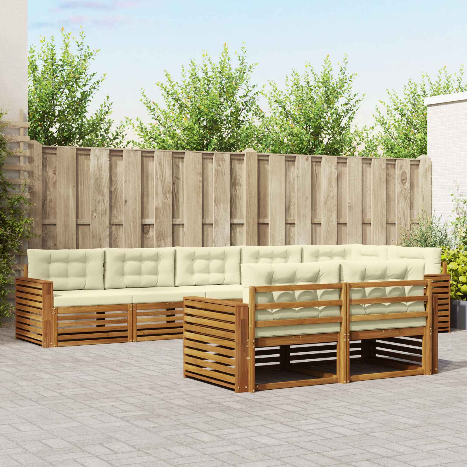 vidaXL Buiten bankenset 8 pcs Naturel