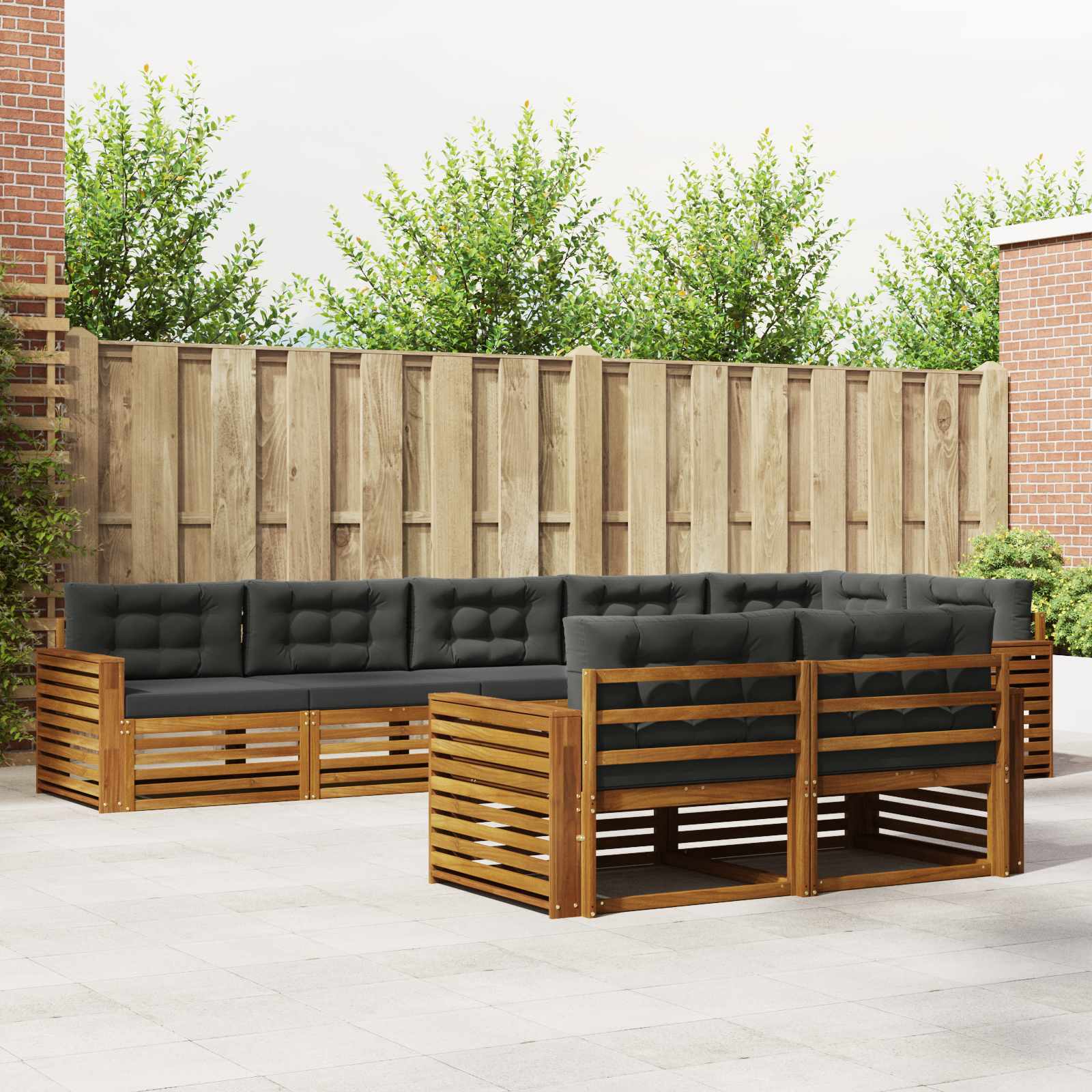 vidaXL Buiten bankenset 8 pcs Naturel