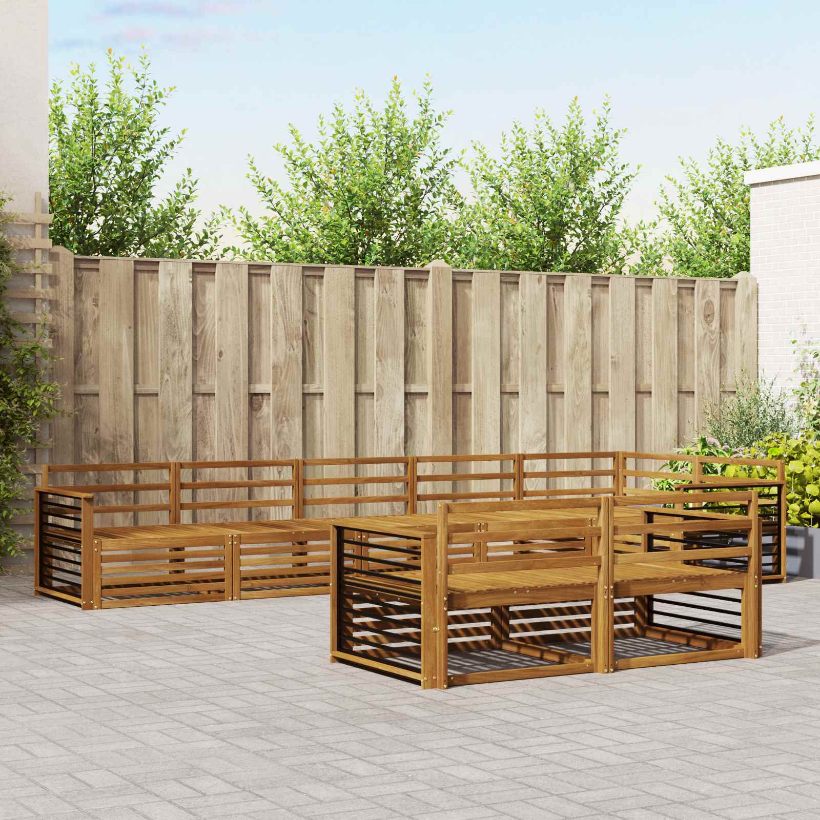 vidaXL Buiten bankenset 8 pcs Naturel