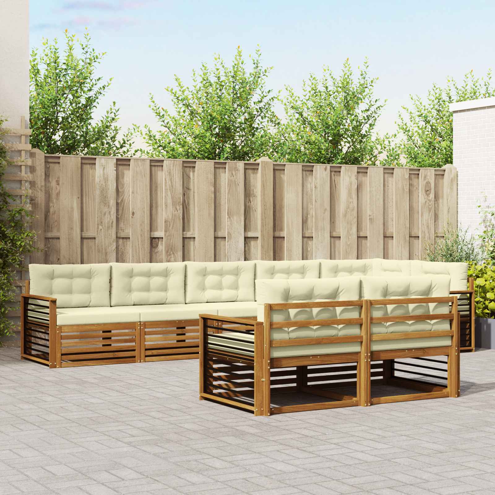 vidaXL Buiten bankenset 8 pcs Naturel