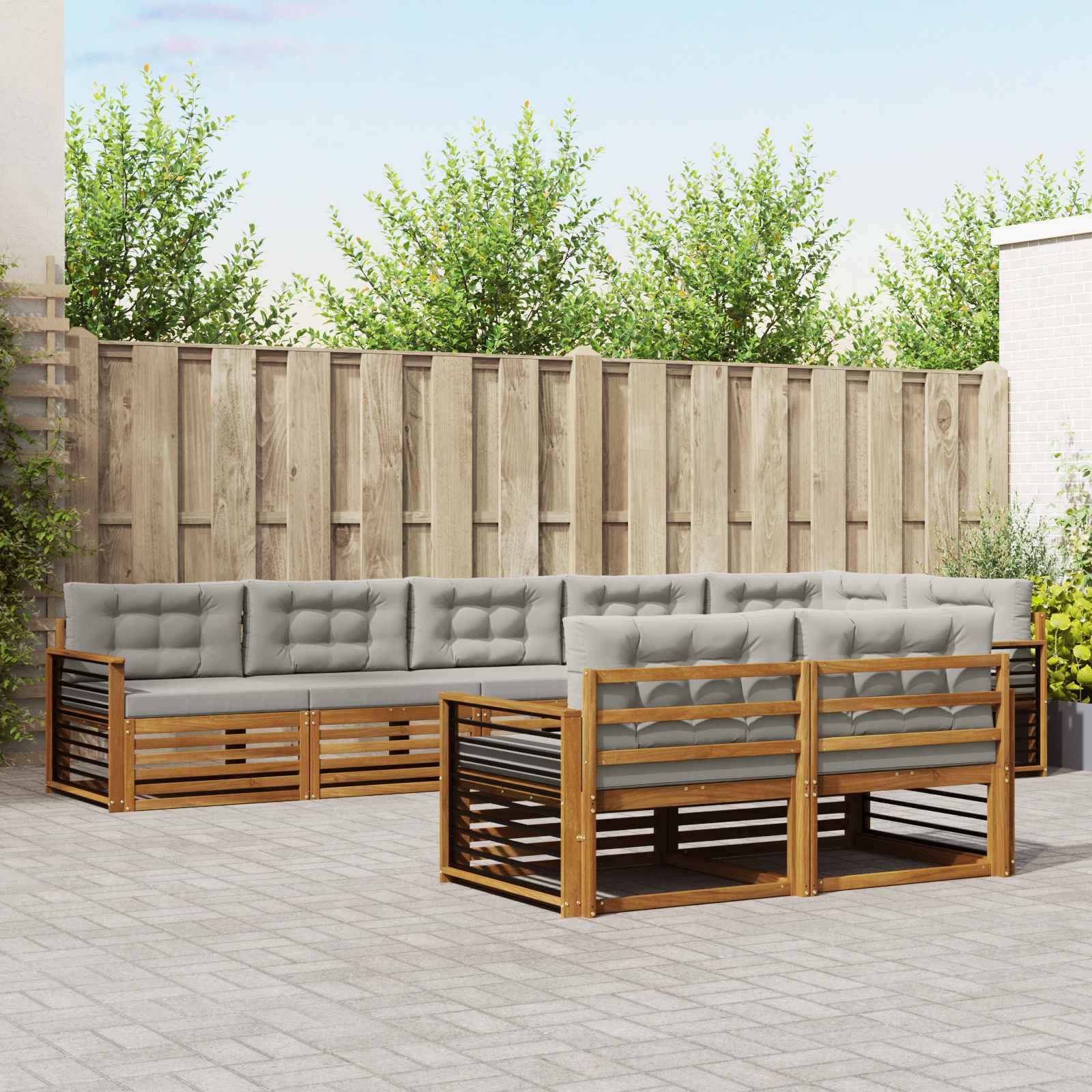 vidaXL Buiten bankenset 8 pcs Naturel