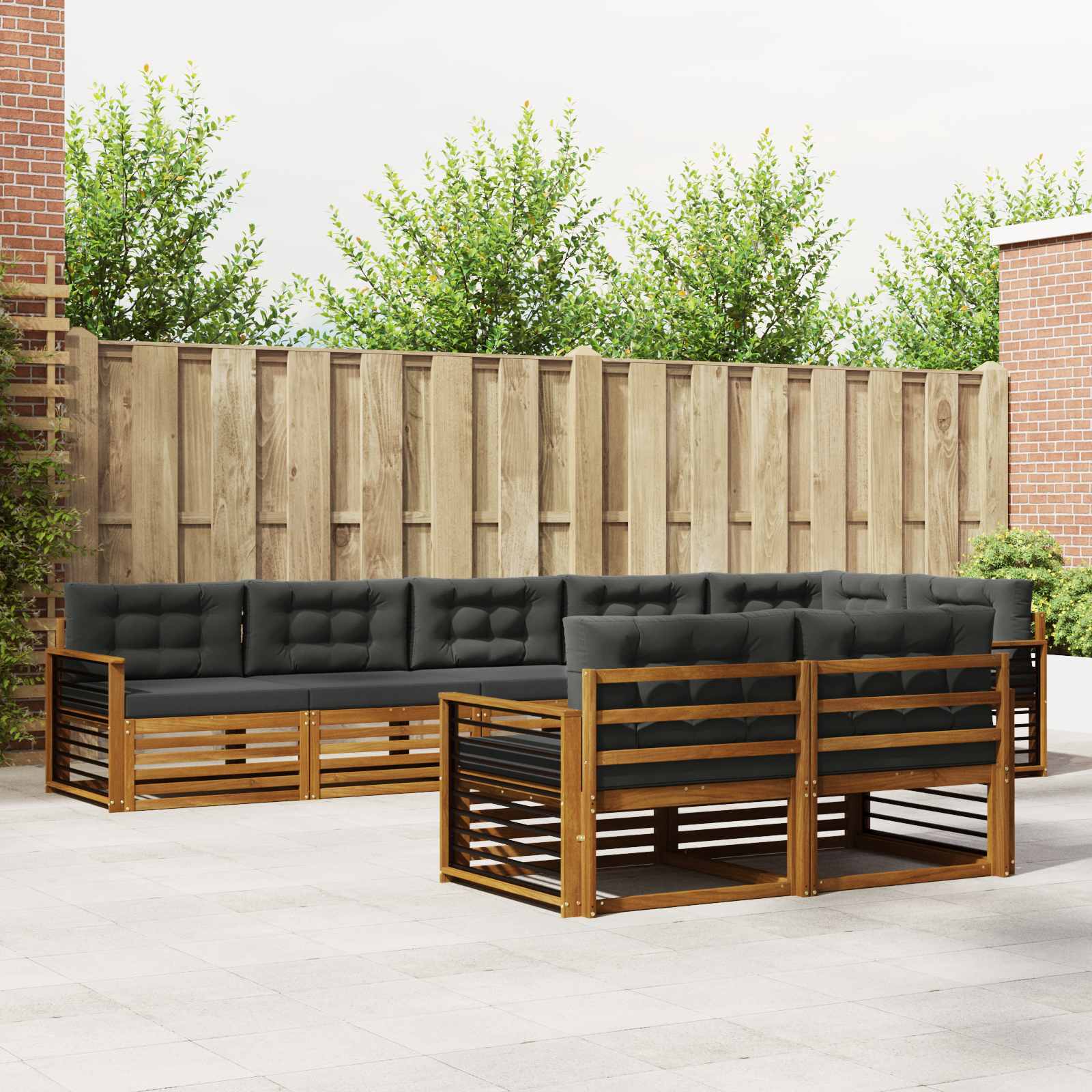 vidaXL Buiten bankenset 8 pcs Naturel