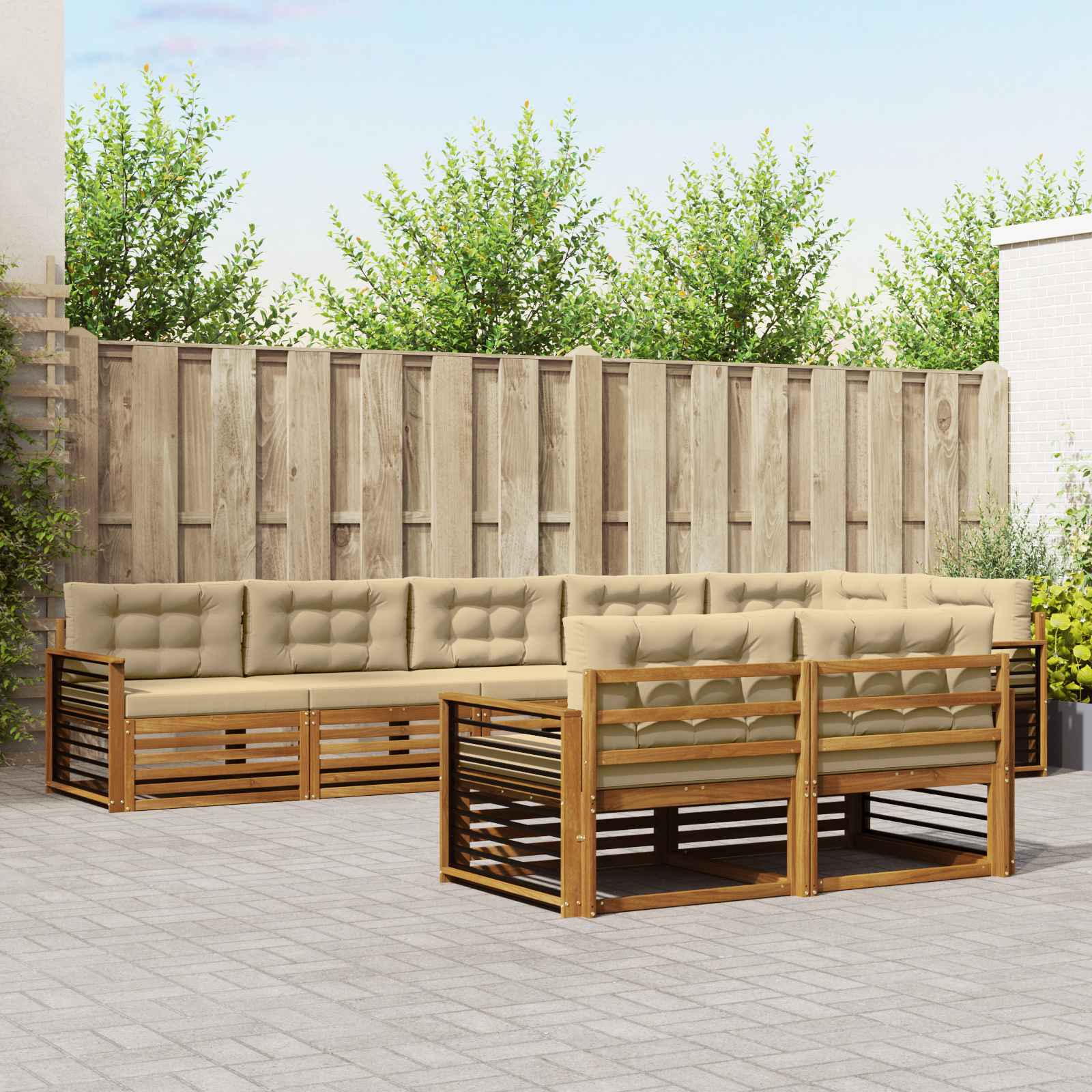 vidaXL Buiten bankenset 8 pcs Naturel