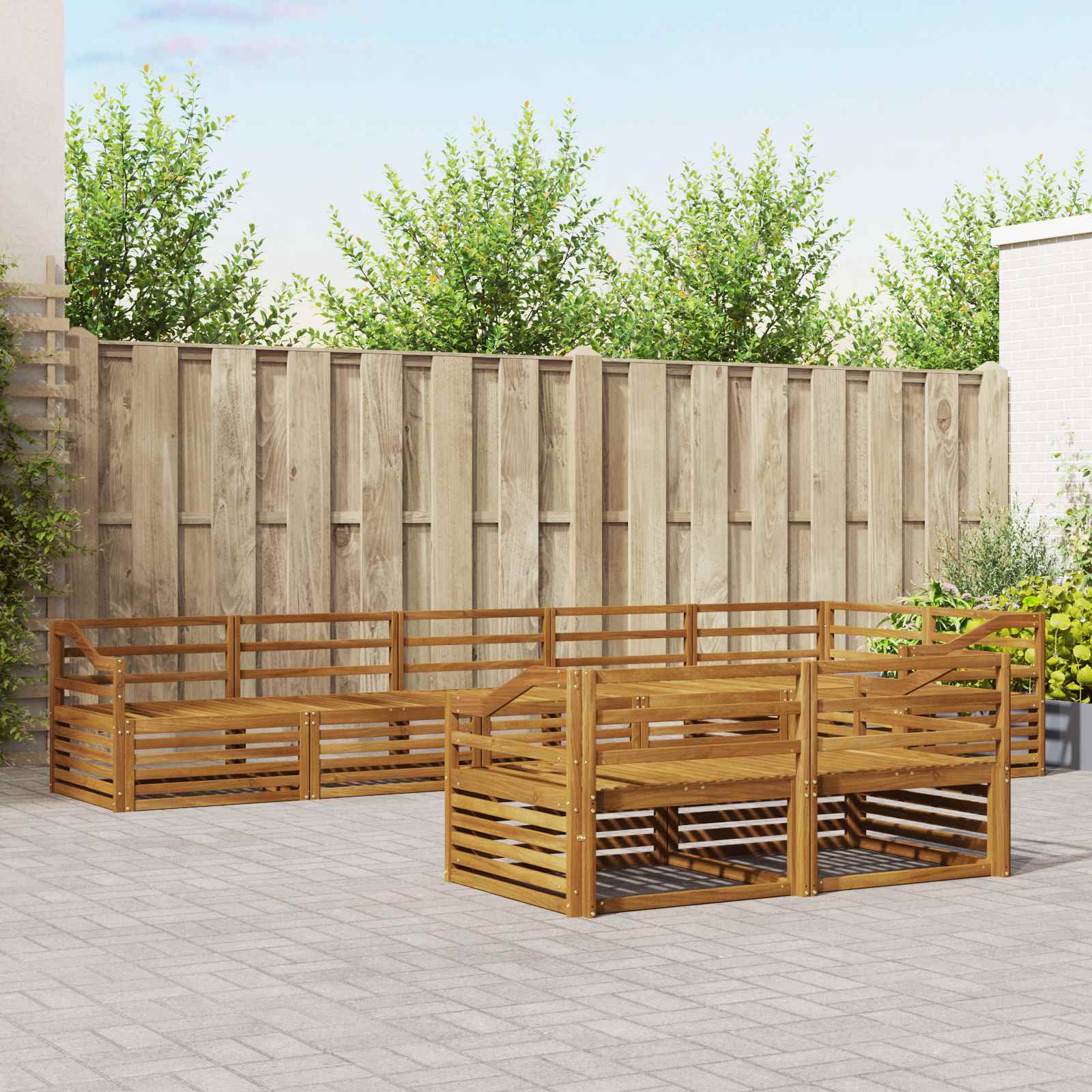 vidaXL Buiten bankenset 8 pcs Naturel