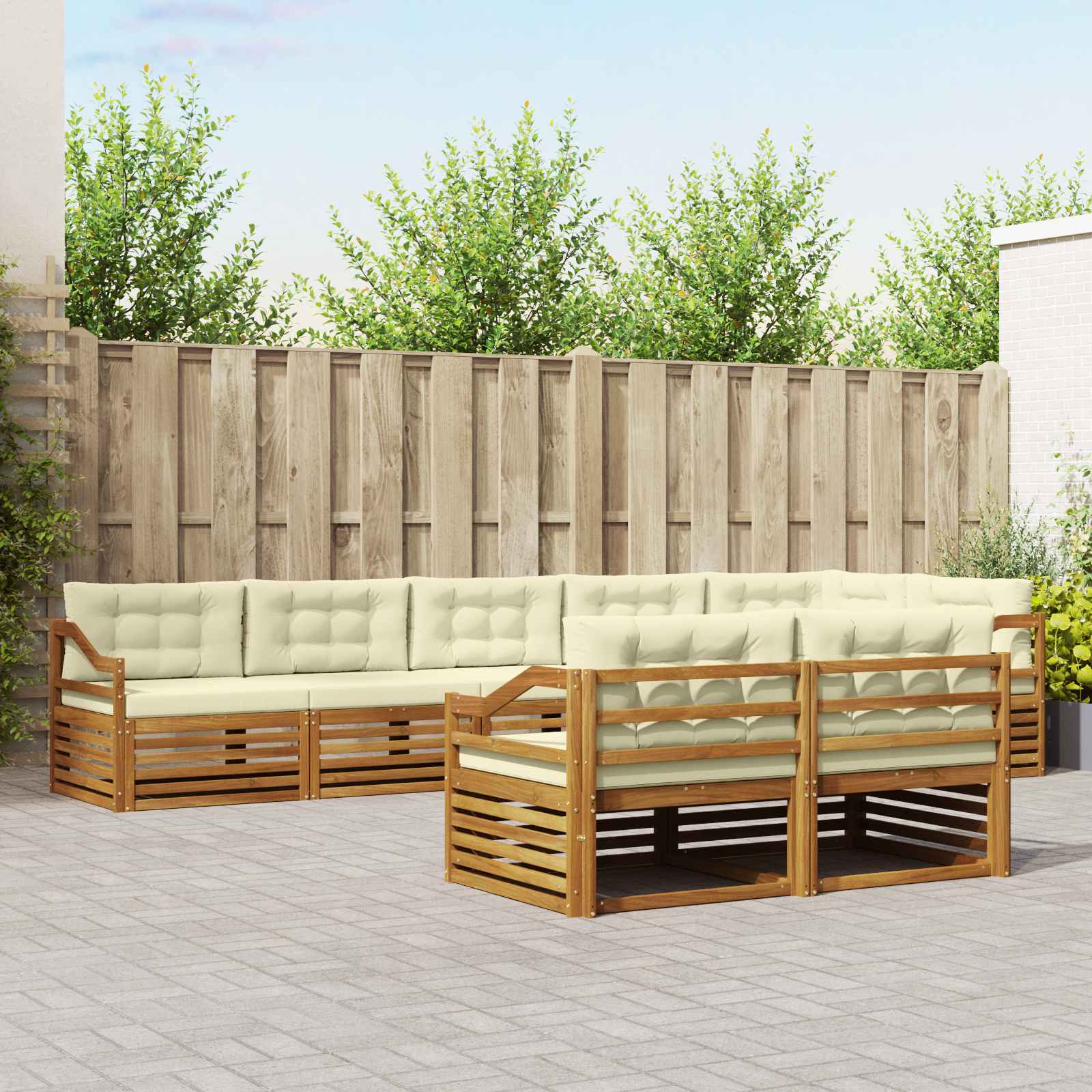 vidaXL Buiten bankenset 8 pcs Naturel