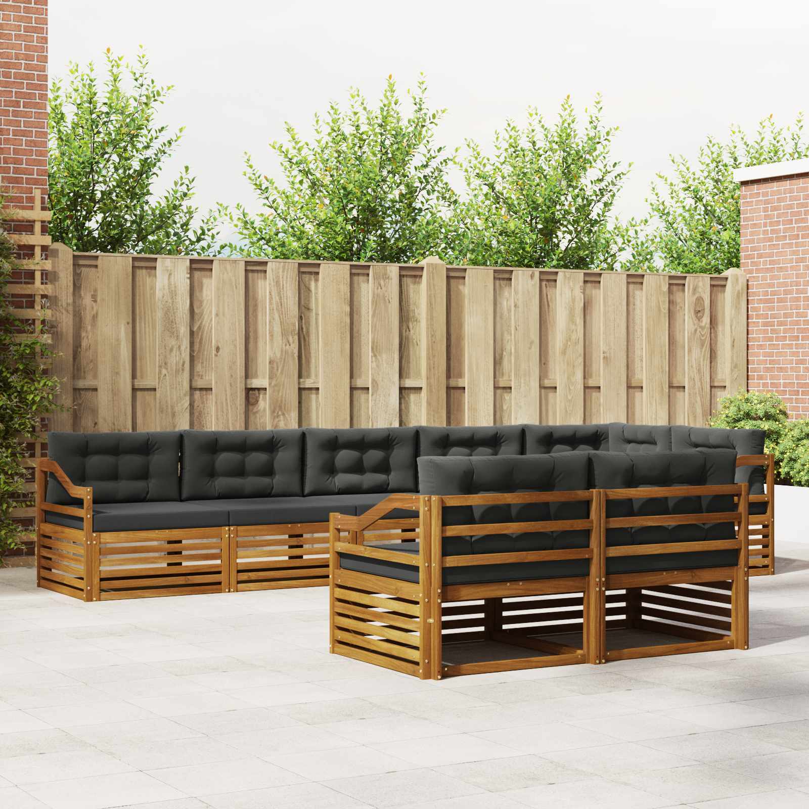 vidaXL Buiten bankenset 8 pcs Naturel