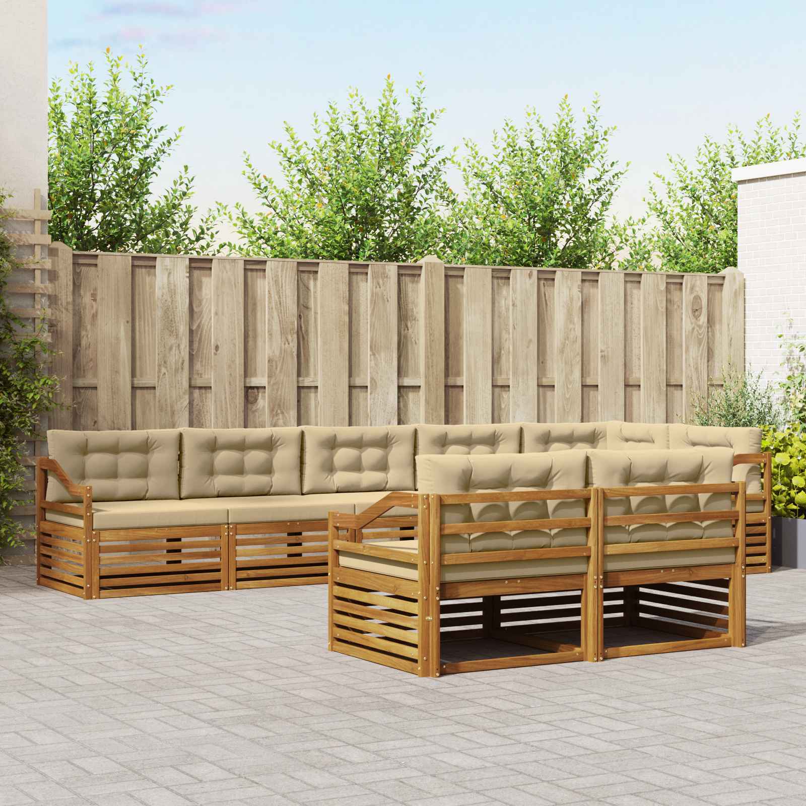 vidaXL Buiten bankenset 8 pcs Naturel