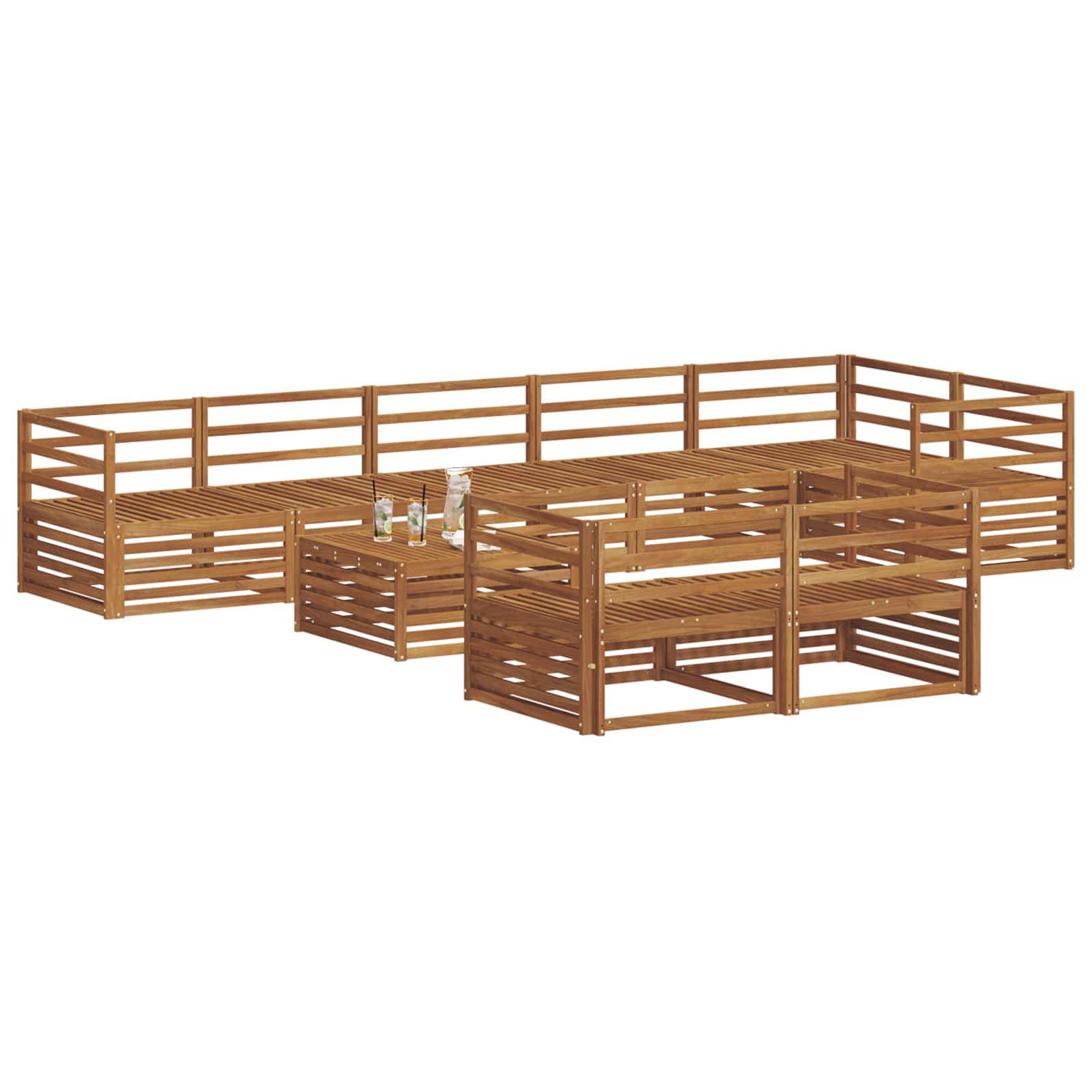 vidaXL Buiten bankenset 9 pcs Naturel