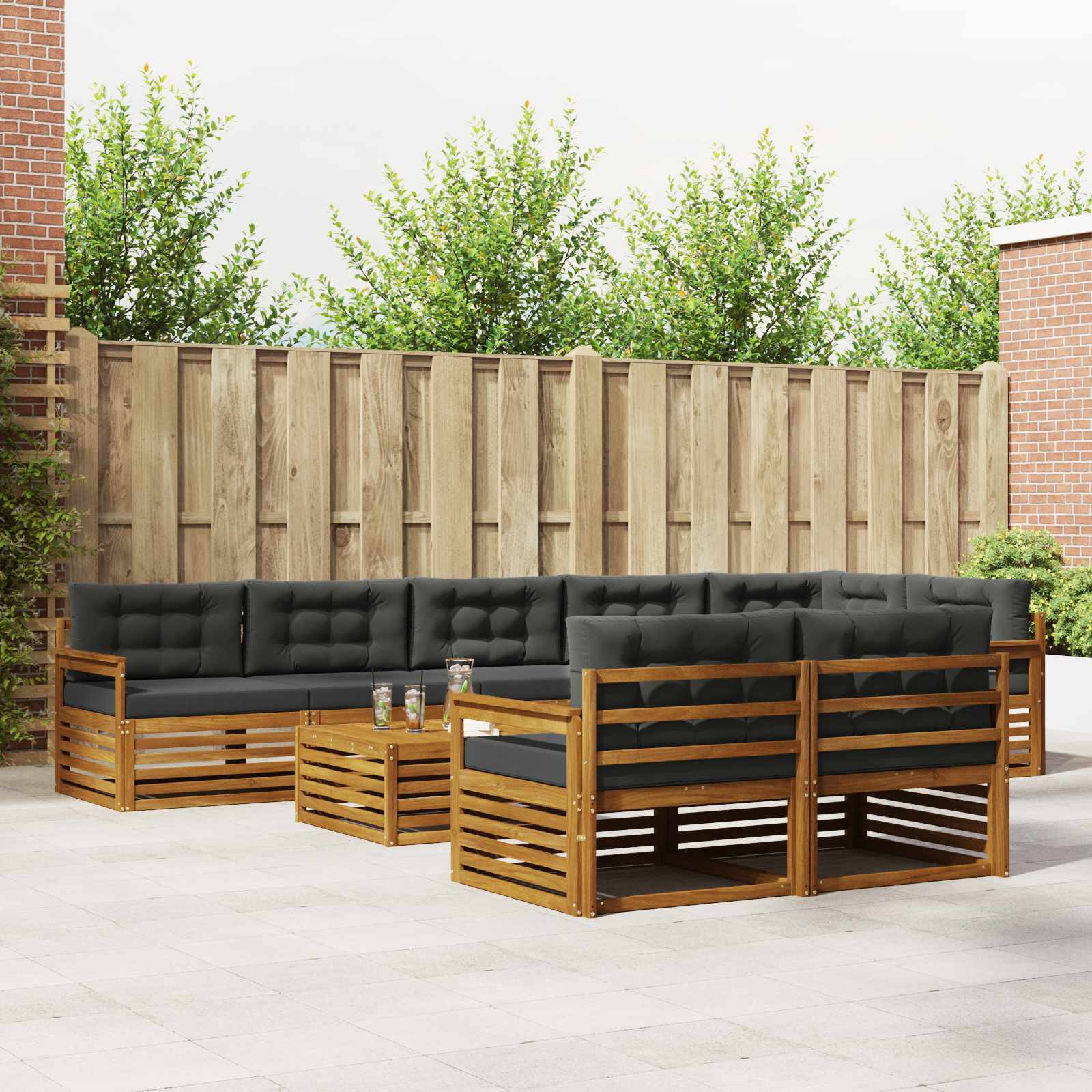 vidaXL Buiten bankenset 9 pcs Naturel