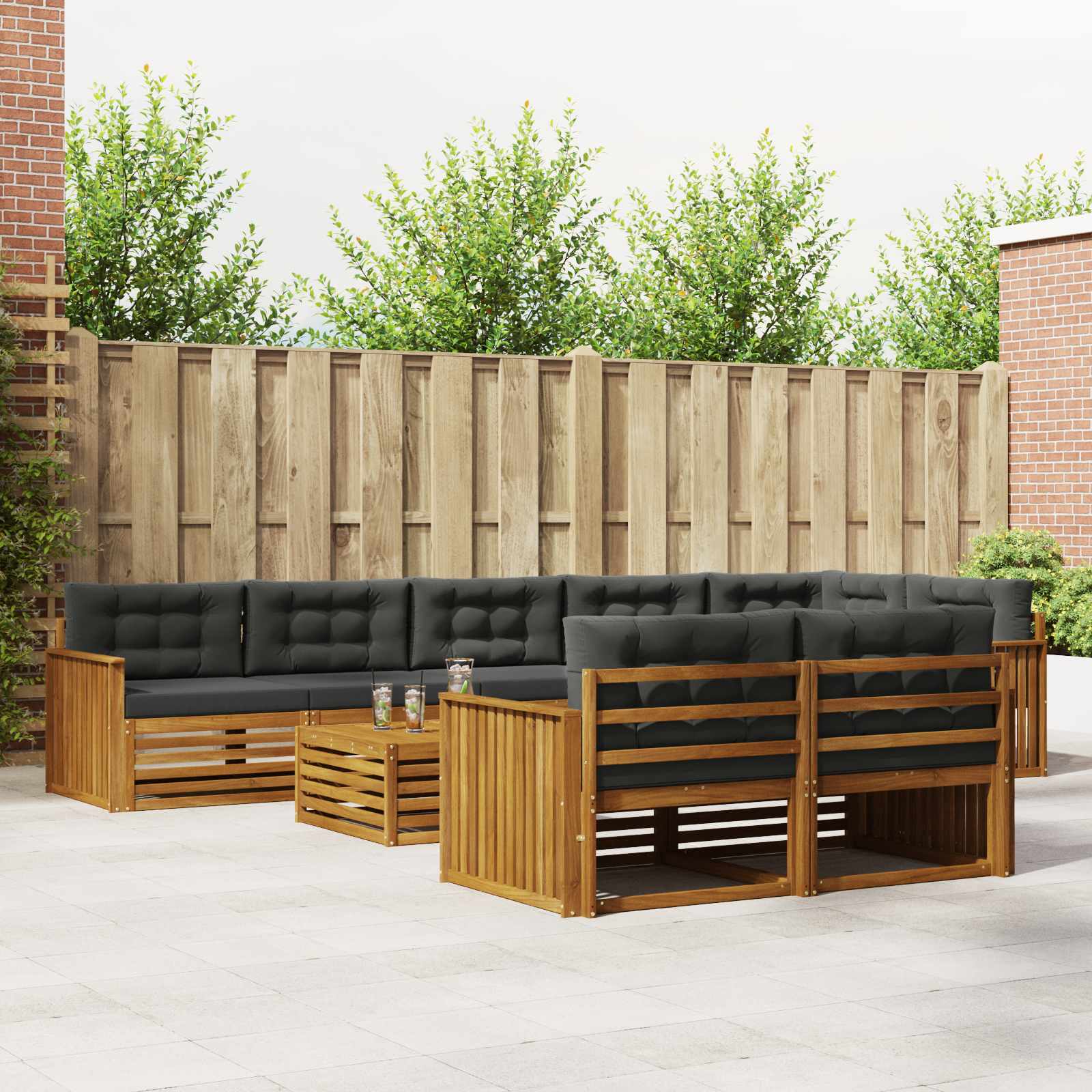 vidaXL Buiten bankenset 9 pcs Naturel