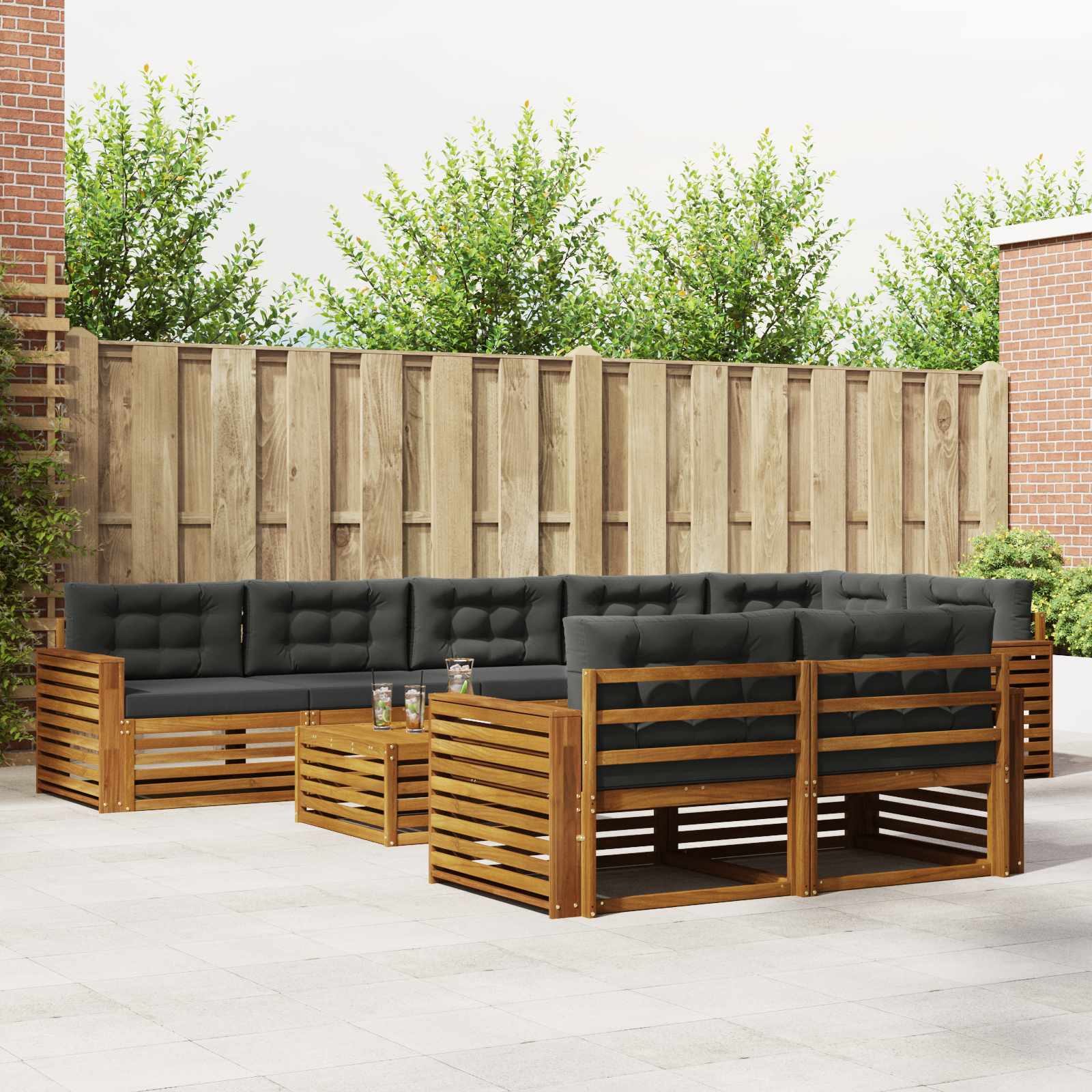 vidaXL Buiten bankenset 9 pcs Naturel