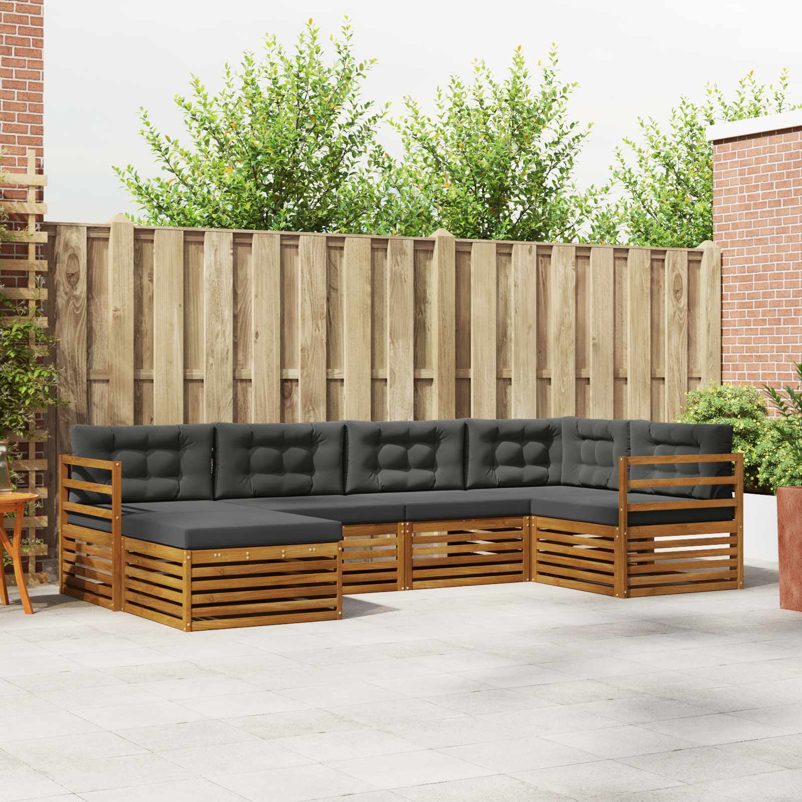 vidaXL Buiten bankenset 6 pcs Naturel