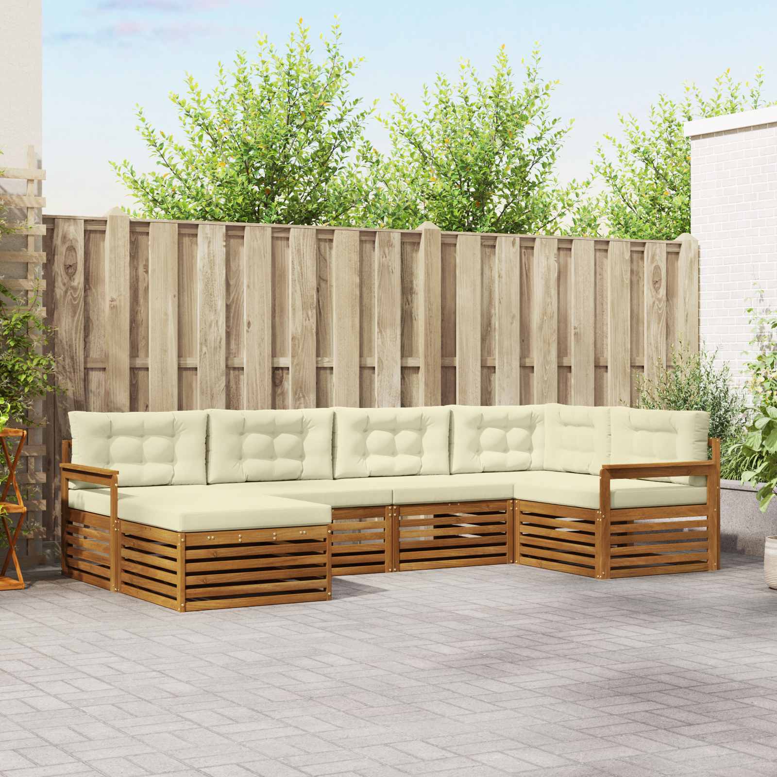 vidaXL Buiten bankenset 6 pcs Naturel
