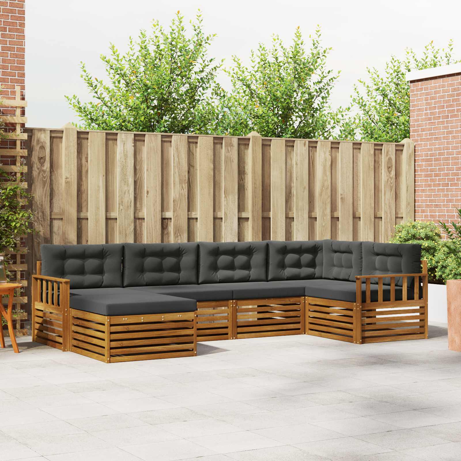 vidaXL Buiten bankenset 6 pcs Naturel
