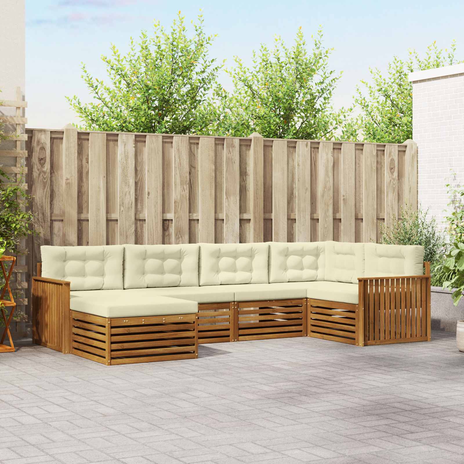 vidaXL Buiten bankenset 6 pcs Naturel