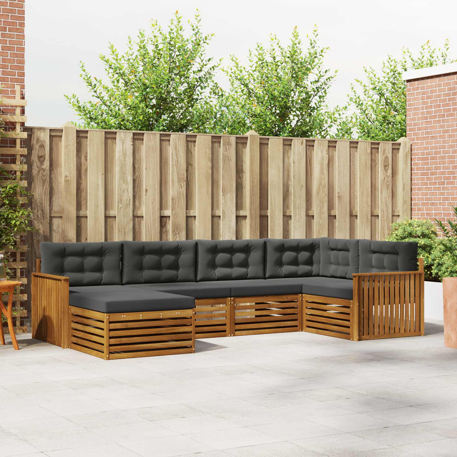 vidaXL Buiten bankenset 6 pcs Naturel