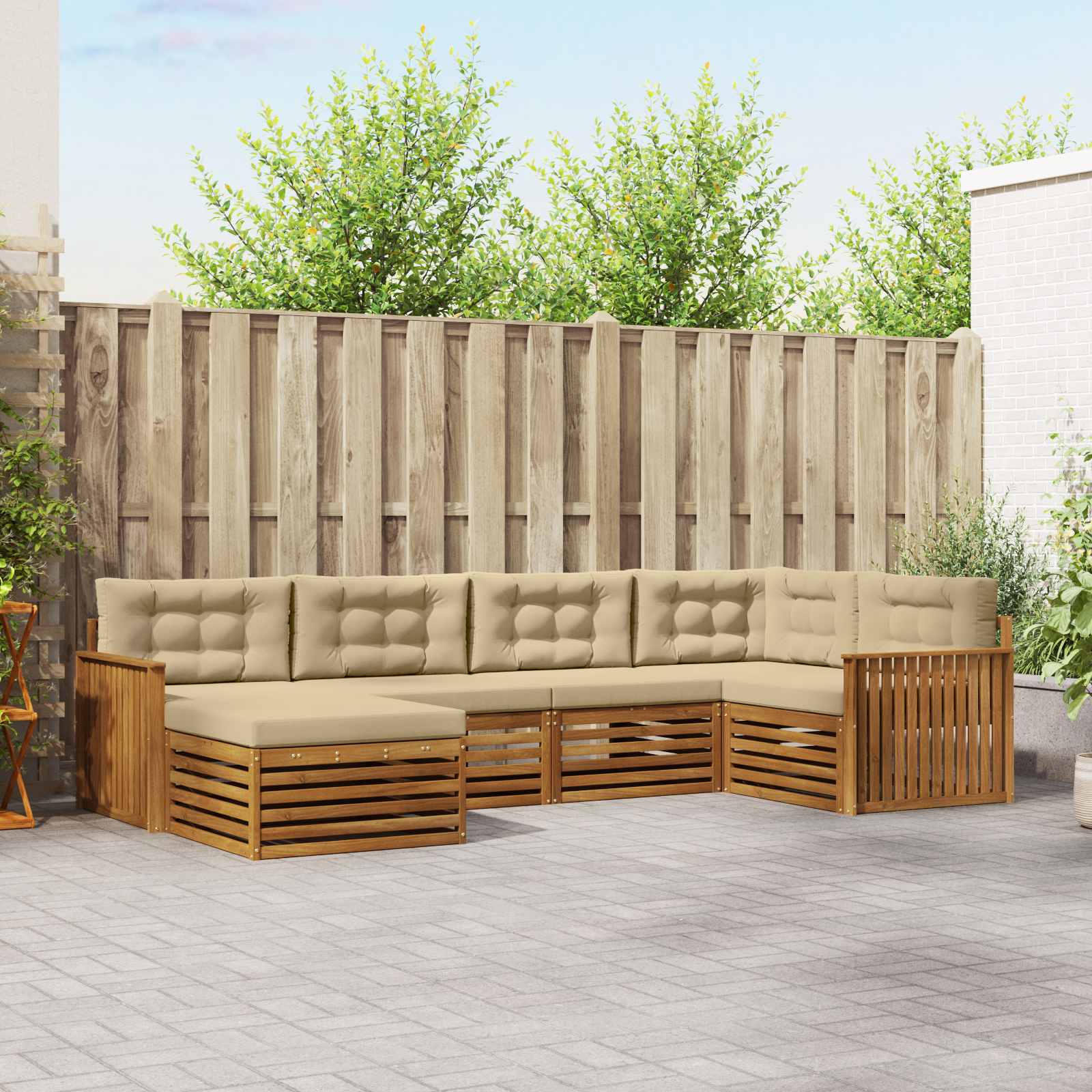 vidaXL Buiten bankenset 6 pcs Naturel