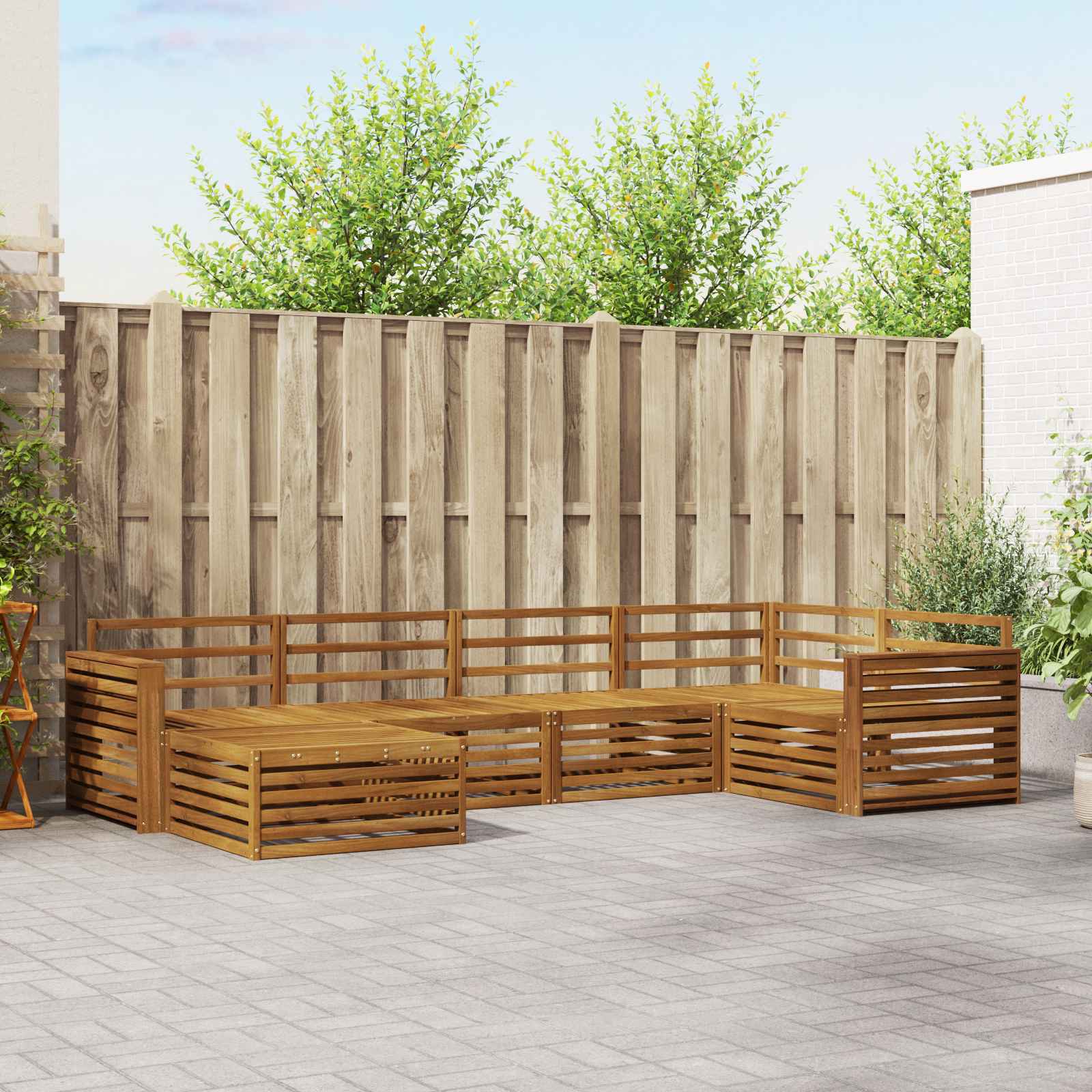 vidaXL Buiten bankenset 6 pcs Naturel