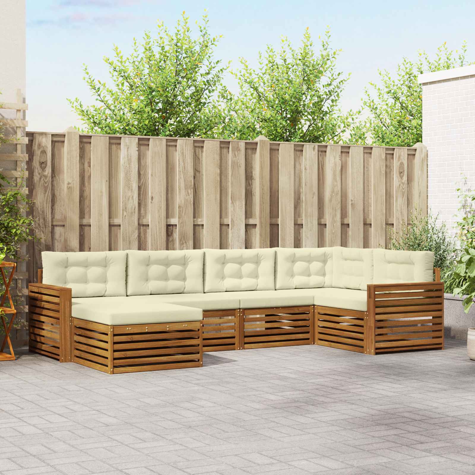vidaXL Buiten bankenset 6 pcs Naturel