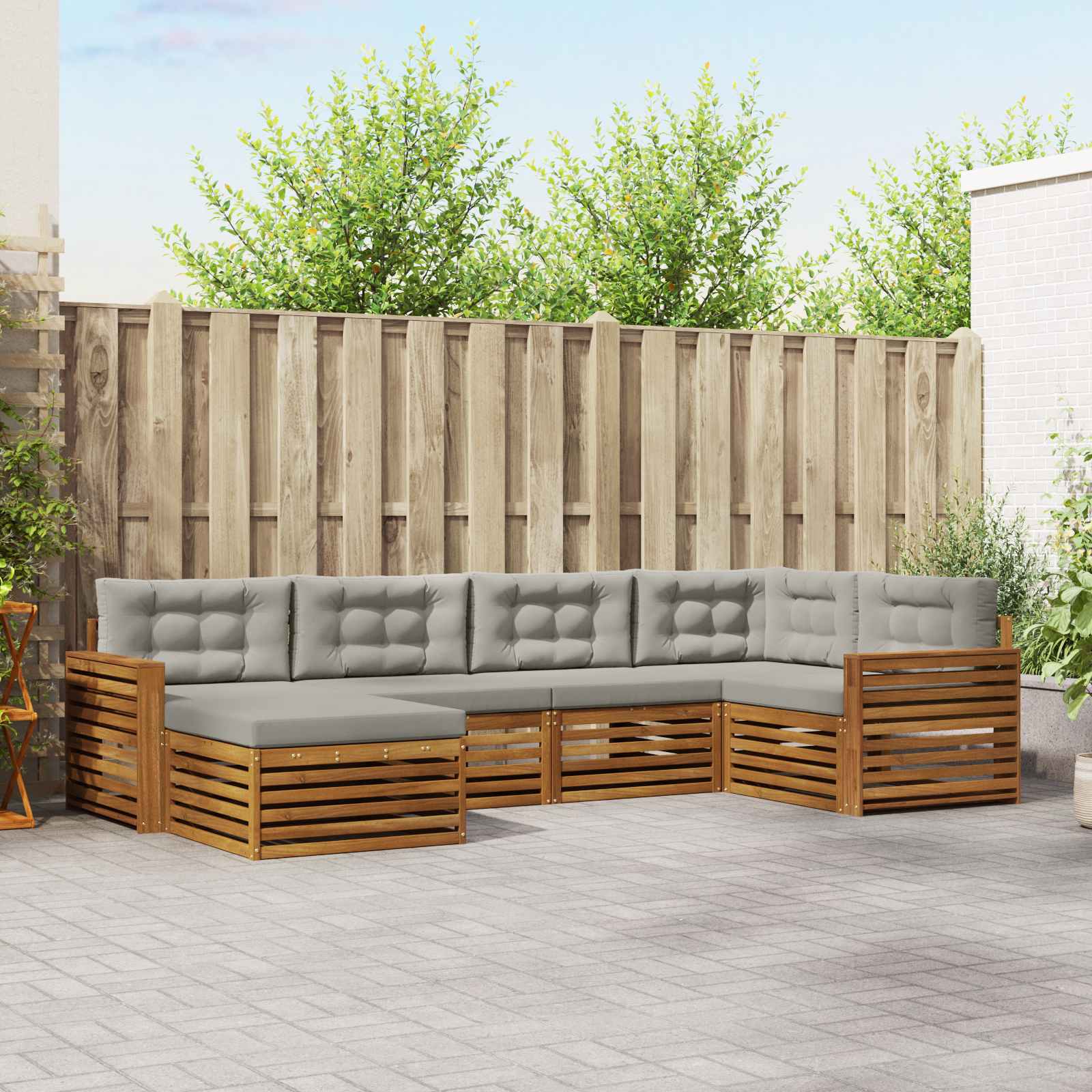 vidaXL Buiten bankenset 6 pcs Naturel