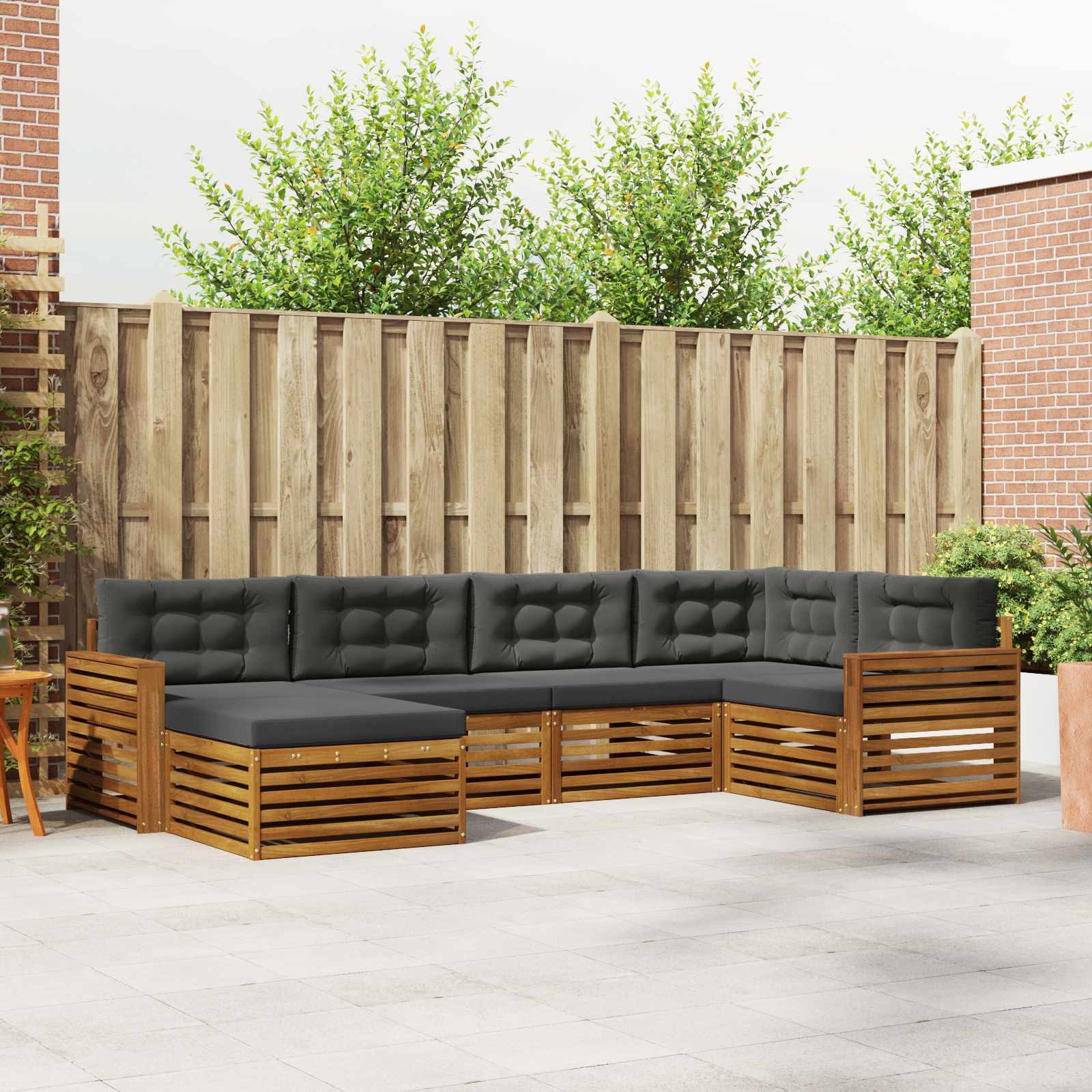 vidaXL Buiten bankenset 6 pcs Naturel