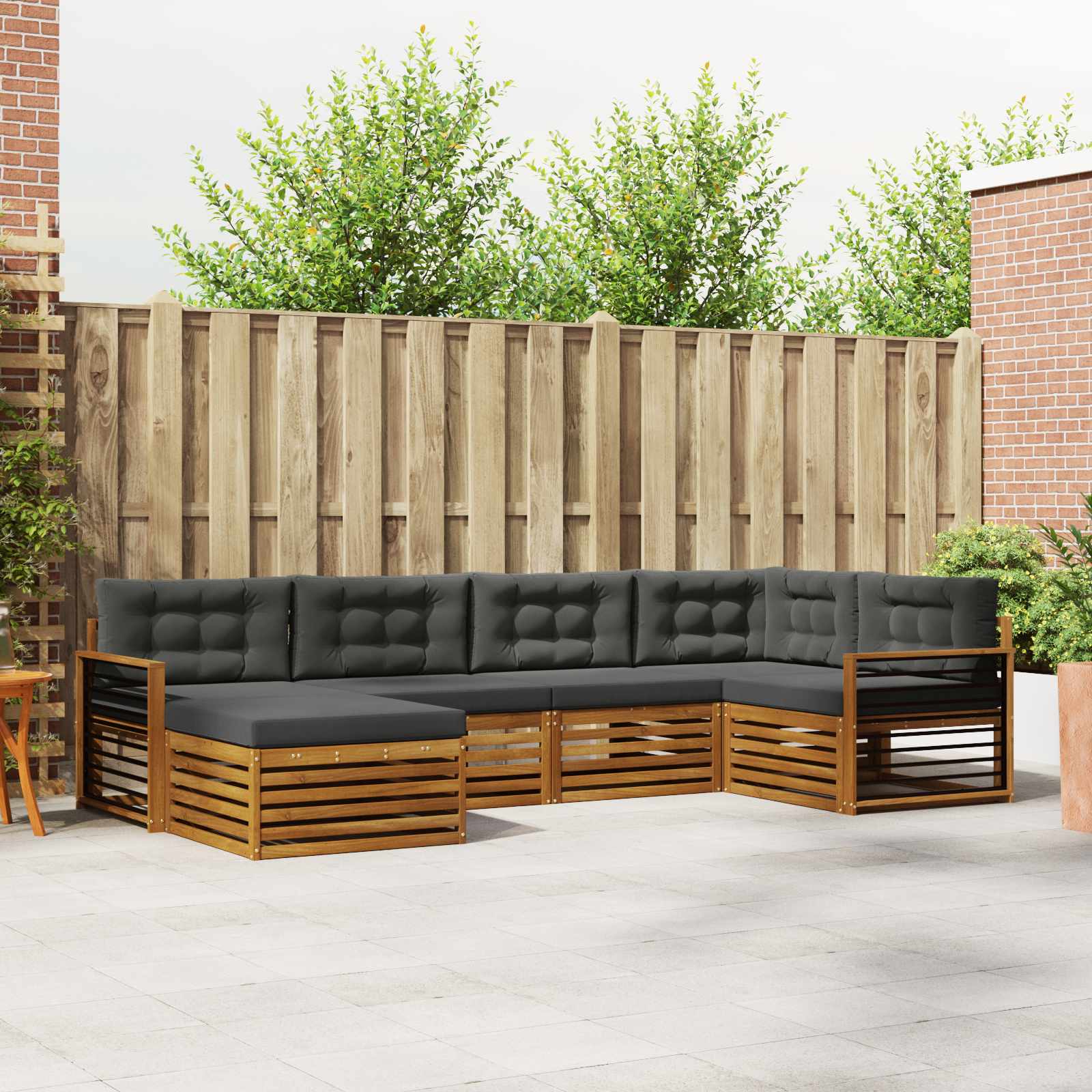 vidaXL Buiten bankenset 6 pcs Naturel