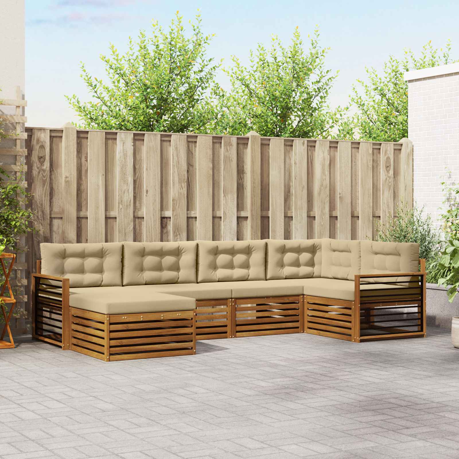 vidaXL Buiten bankenset 6 pcs Naturel