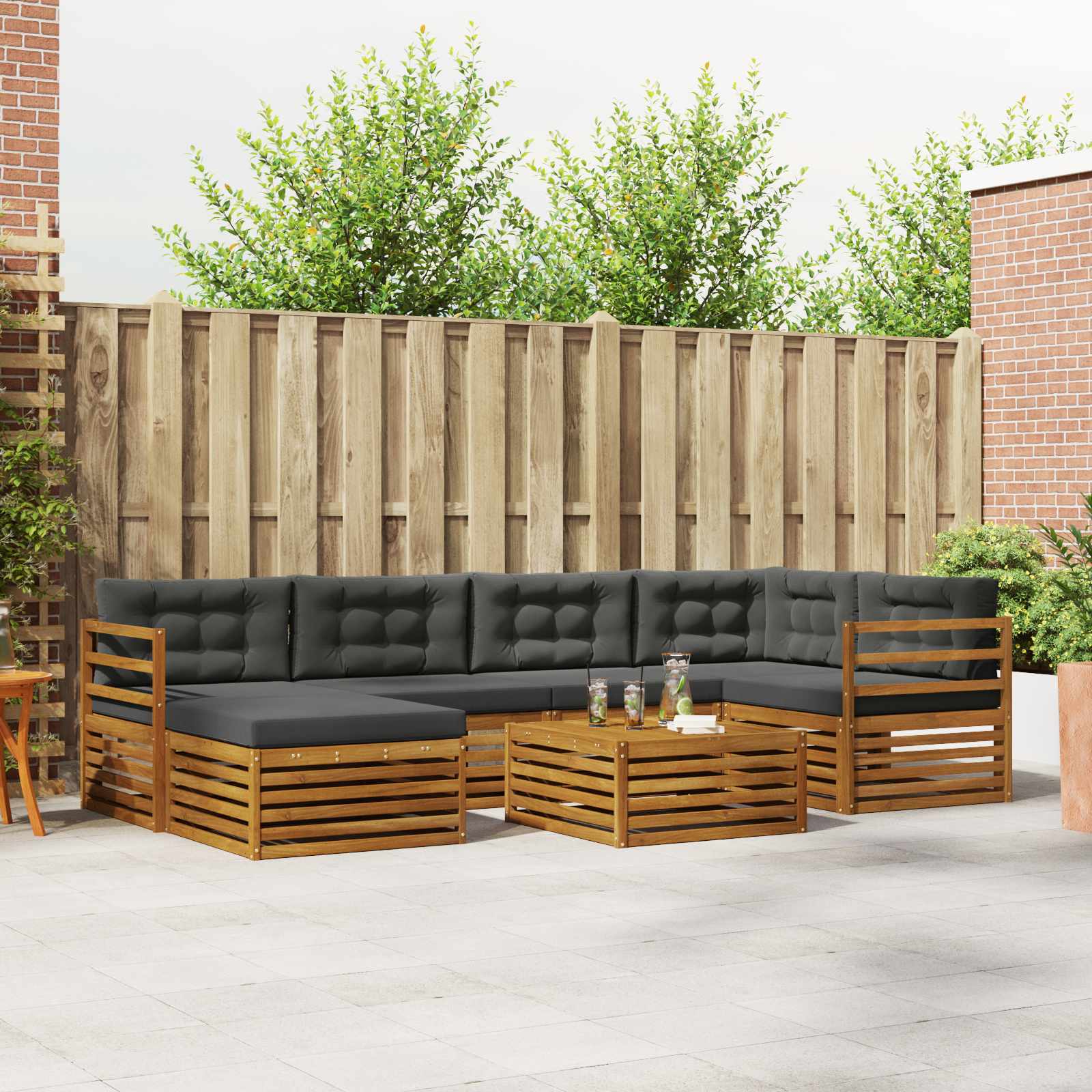 vidaXL Buiten bankenset 7 pcs Naturel