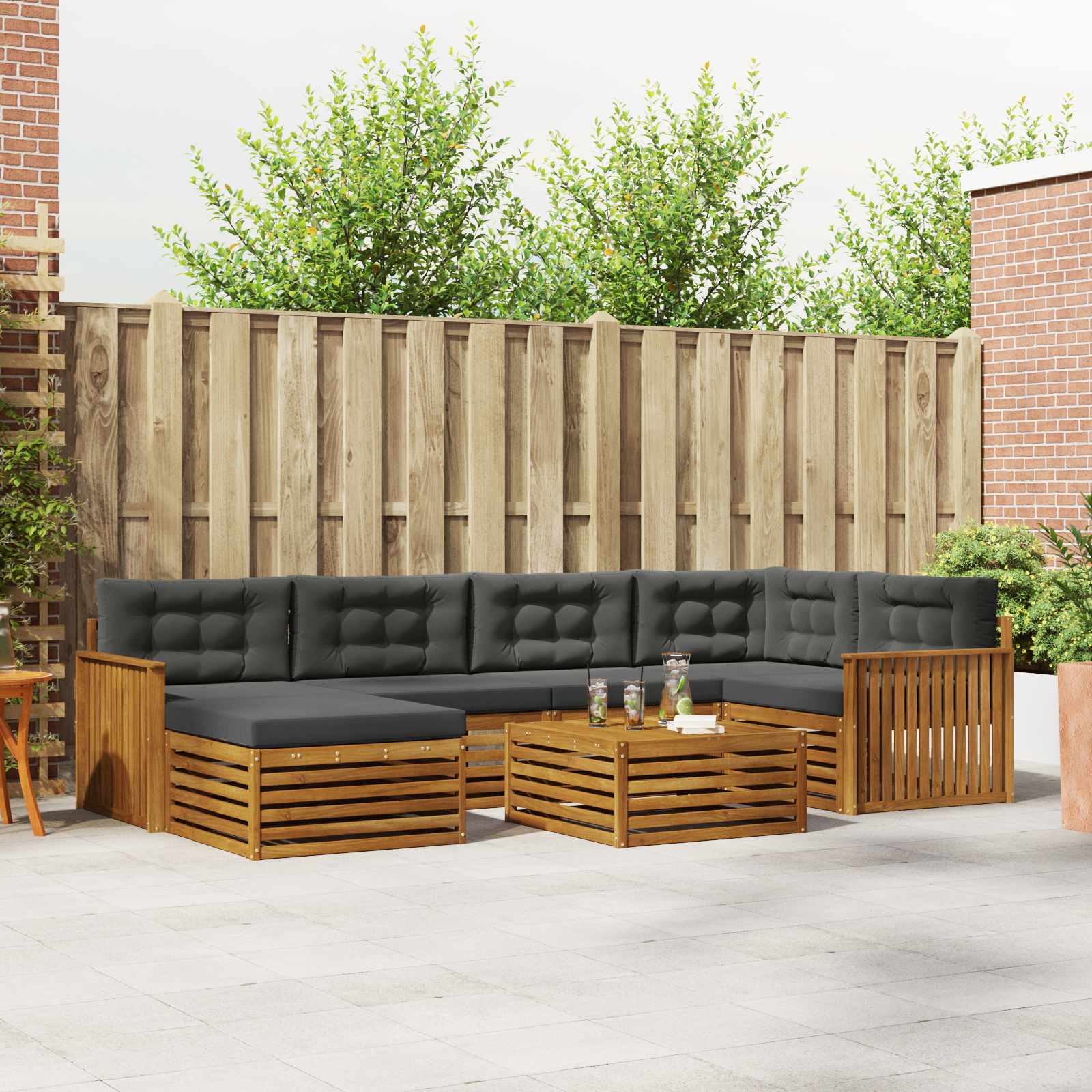 vidaXL Buiten bankenset 7 pcs Naturel