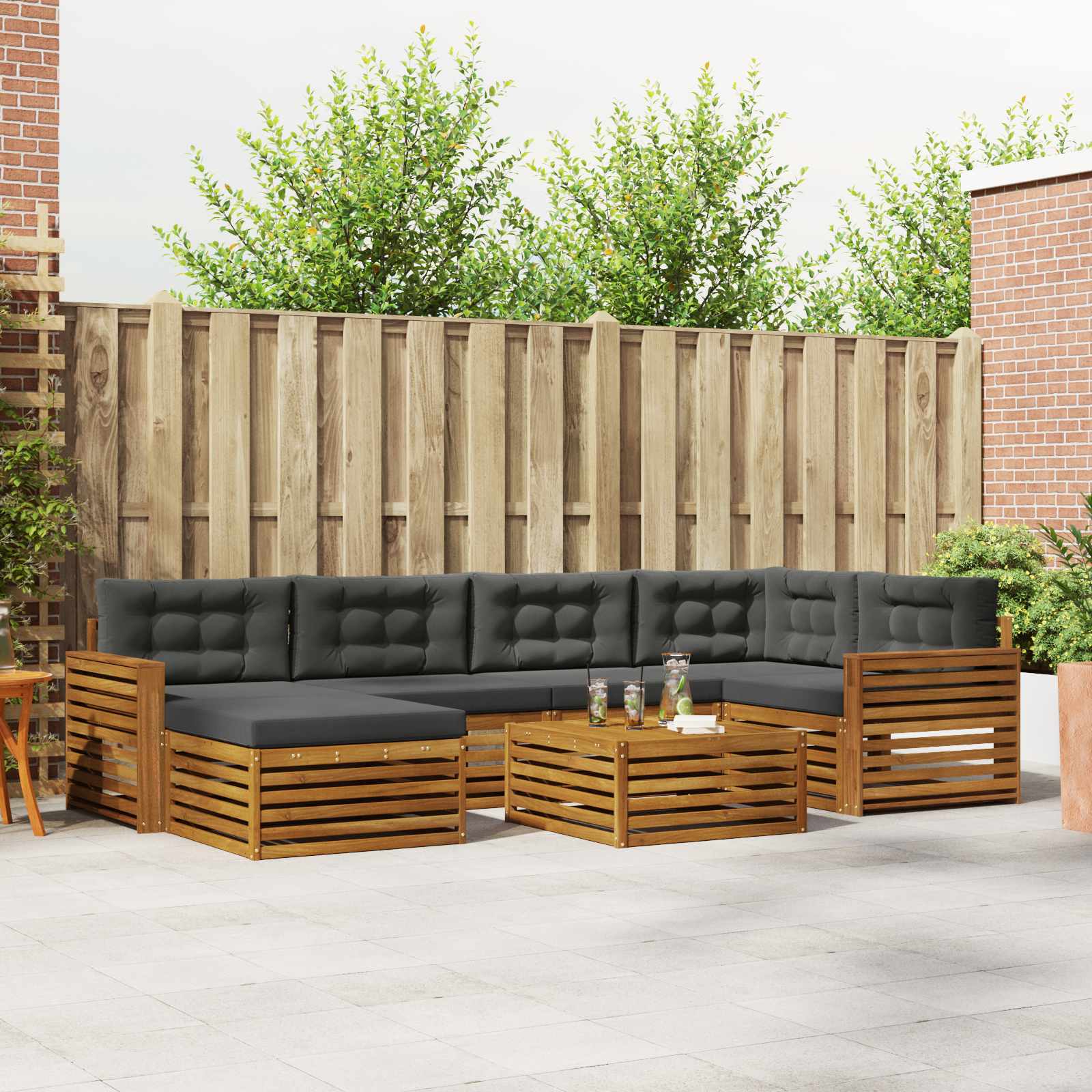 vidaXL Buiten bankenset 7 pcs Naturel
