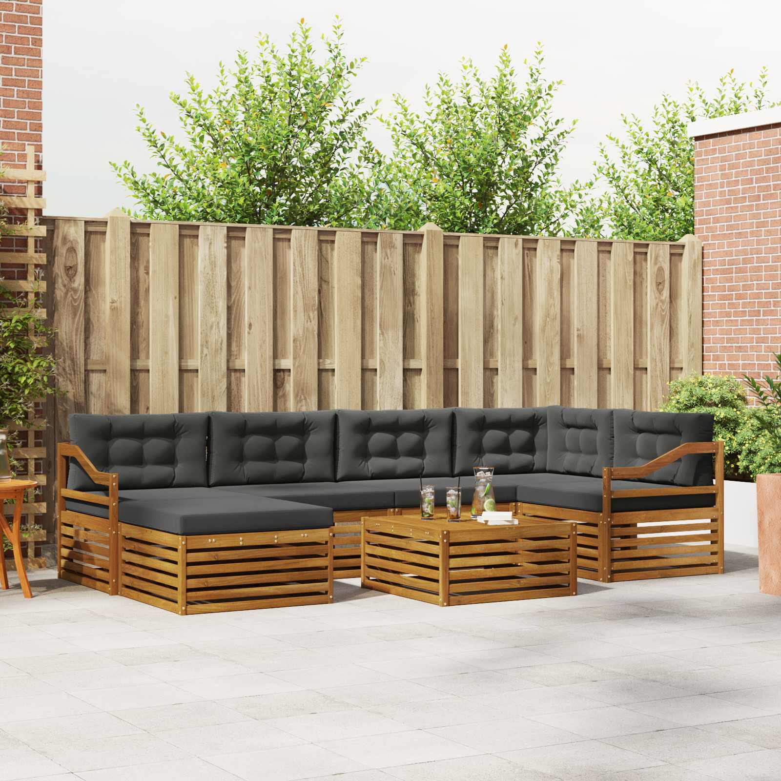 vidaXL Buiten bankenset 7 pcs Naturel