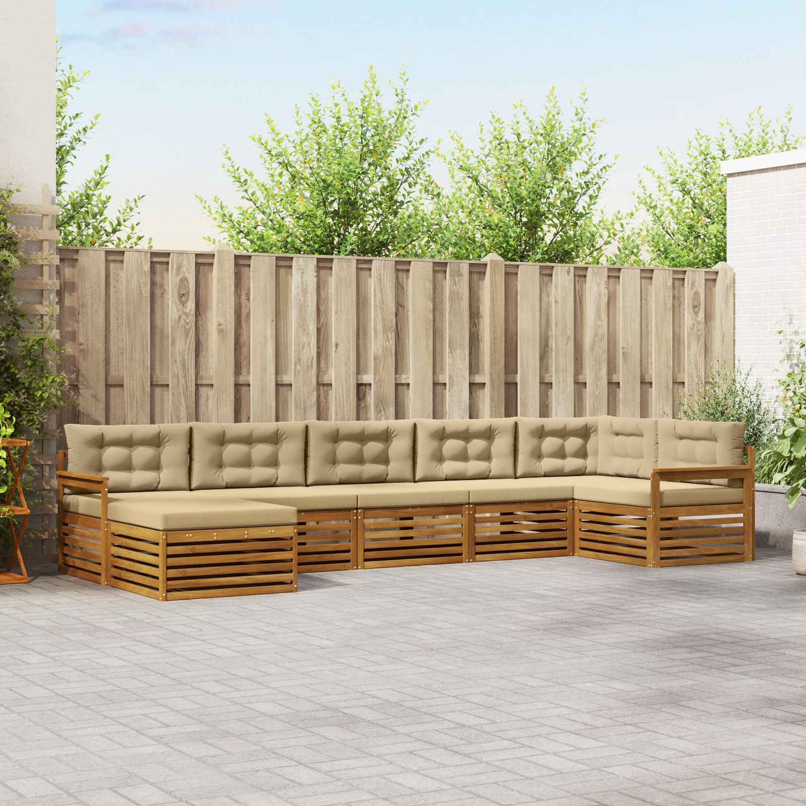 vidaXL Sofa-Sets 7 pcs Naturel Massief Acaciahout