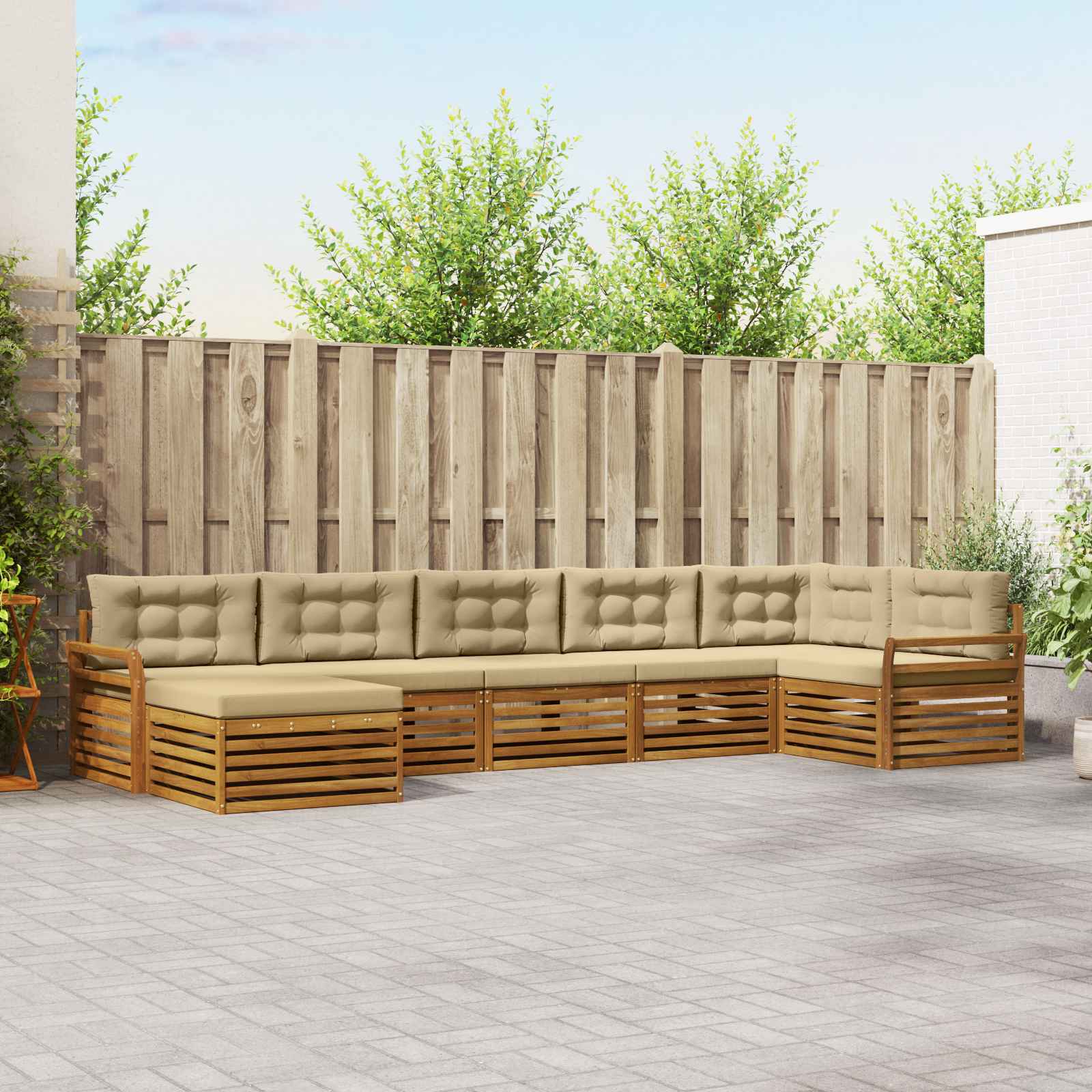vidaXL Sofa-Sets 7 pcs Naturel Massief Acaciahout