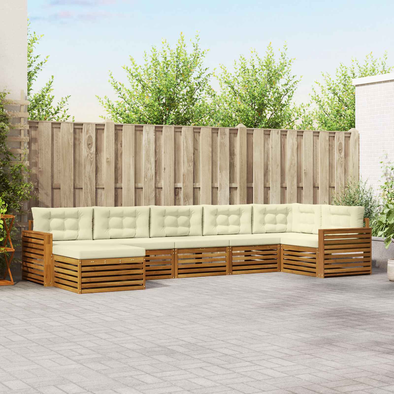 vidaXL Sofa-Sets 7 pcs Naturel Massief Acaciahout