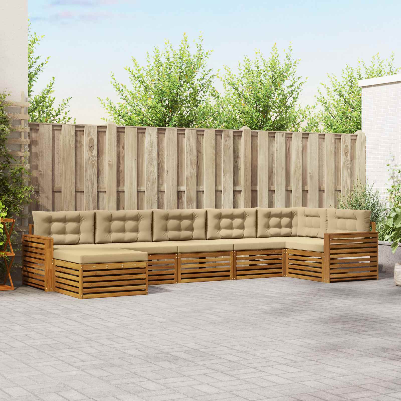 vidaXL Sofa-Sets 7 pcs Naturel Massief Acaciahout