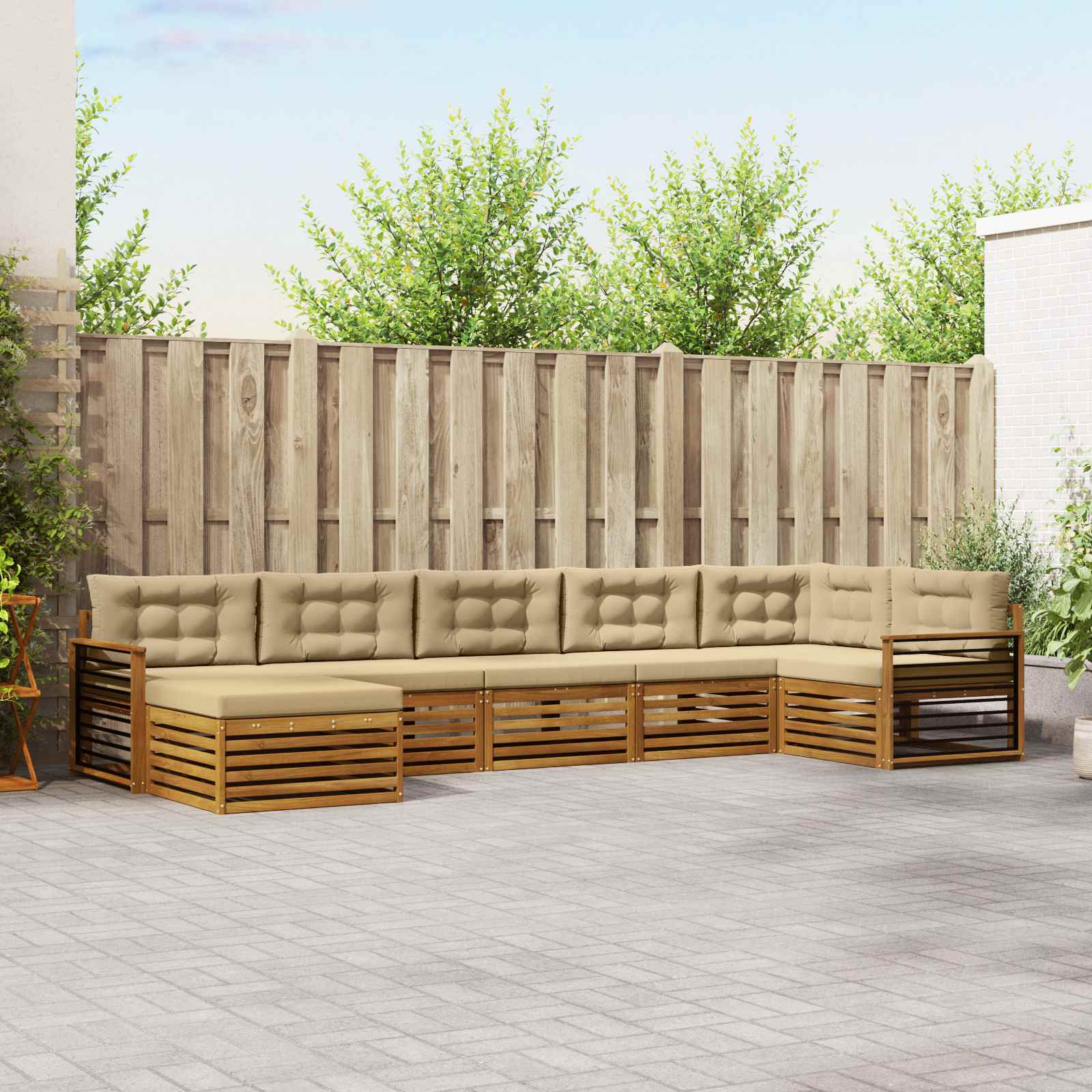 vidaXL Sofa-Sets 7 pcs Naturel Massief Acaciahout
