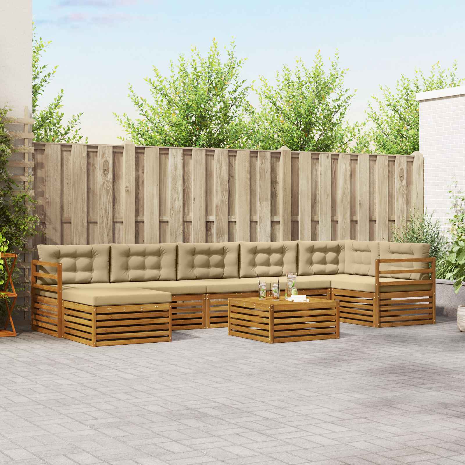 vidaXL Sofa-Sets 8 pcs Naturel Massief Acaciahout