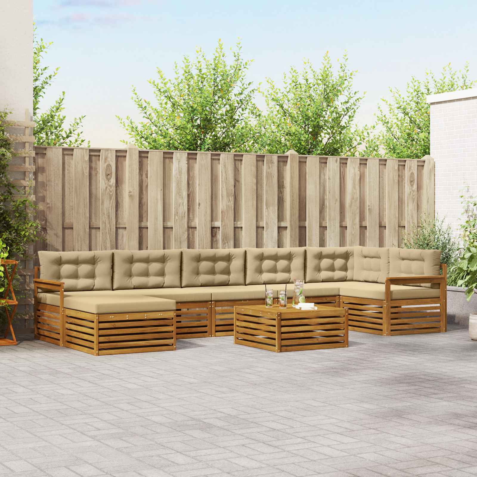 vidaXL Sofa-Sets 8 pcs Naturel Massief Acaciahout