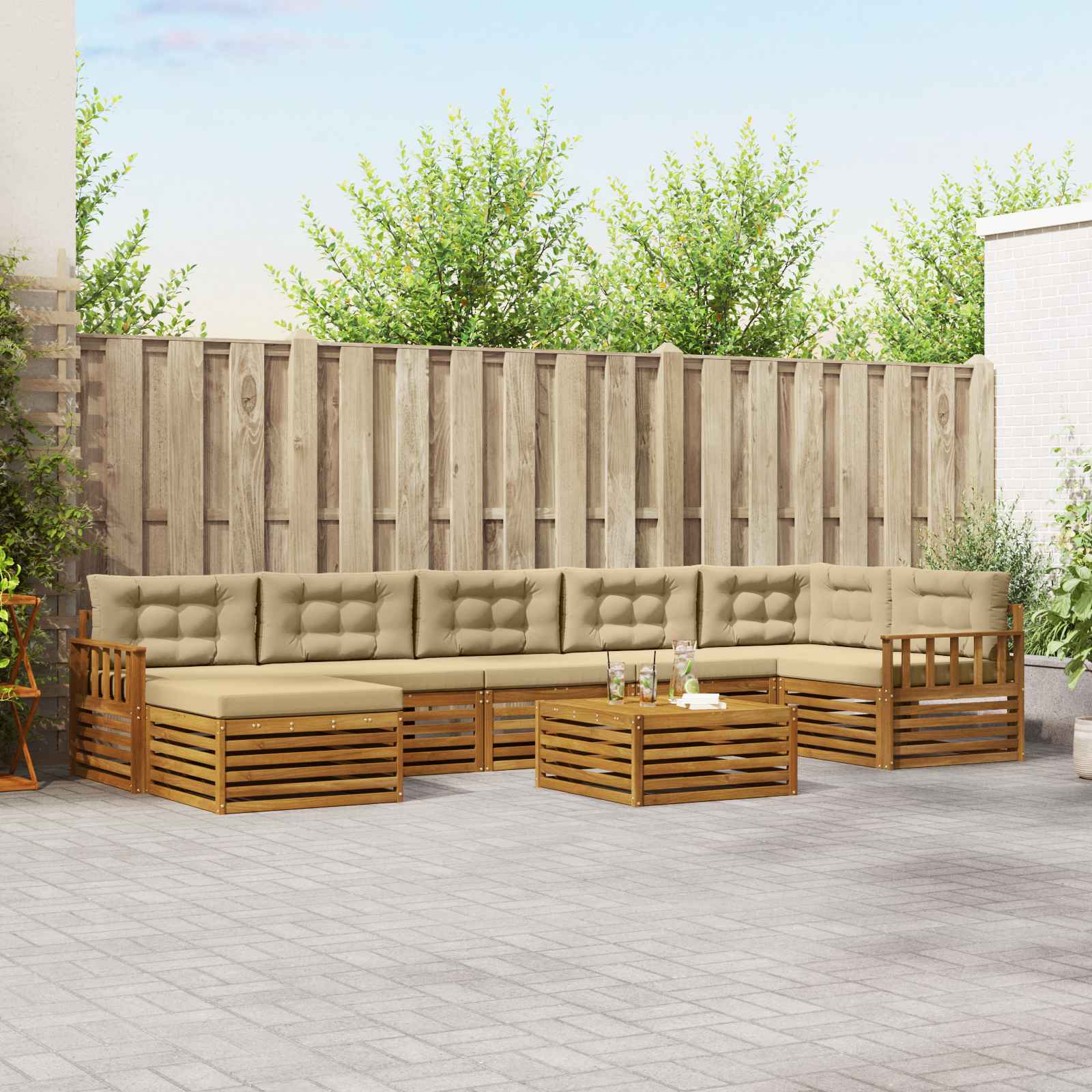 vidaXL Sofa-Sets 8 pcs Naturel Massief Acaciahout