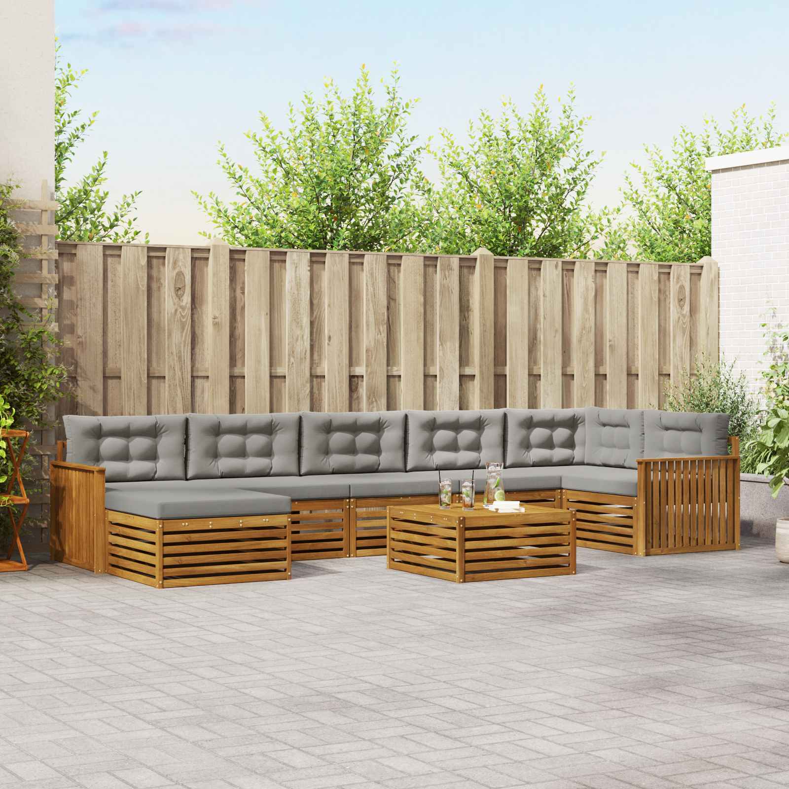 vidaXL Sofa-Sets 8 pcs Naturel Massief Acaciahout