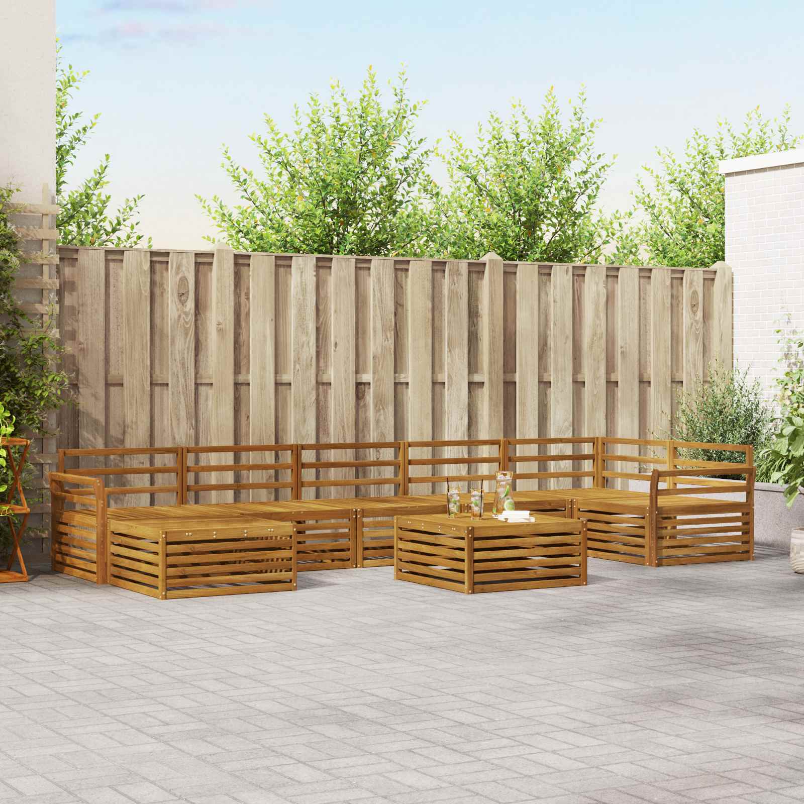 vidaXL Sofa-Sets 8 pcs Naturel Massief Acaciahout