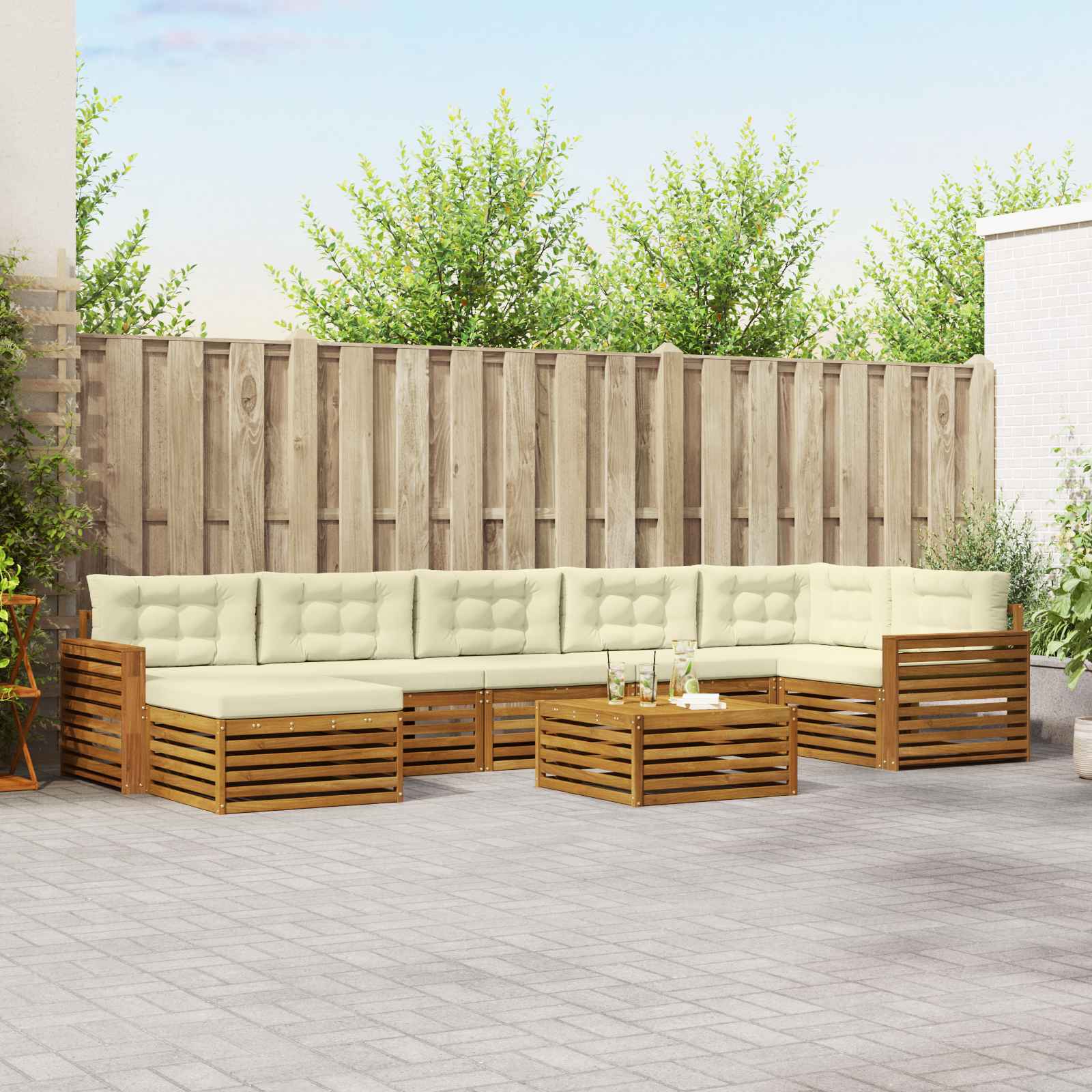 vidaXL Sofa-Sets 8 pcs Naturel Massief Acaciahout