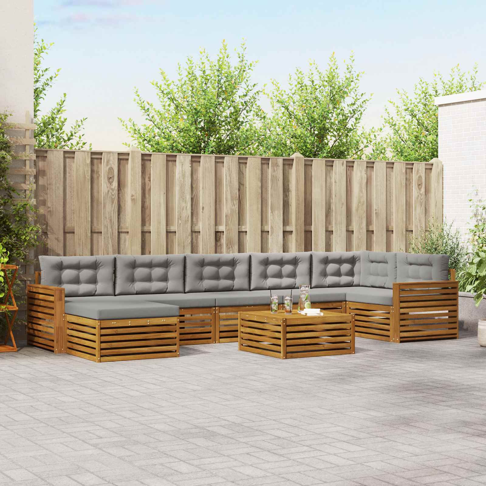 vidaXL Sofa-Sets 8 pcs Naturel Massief Acaciahout