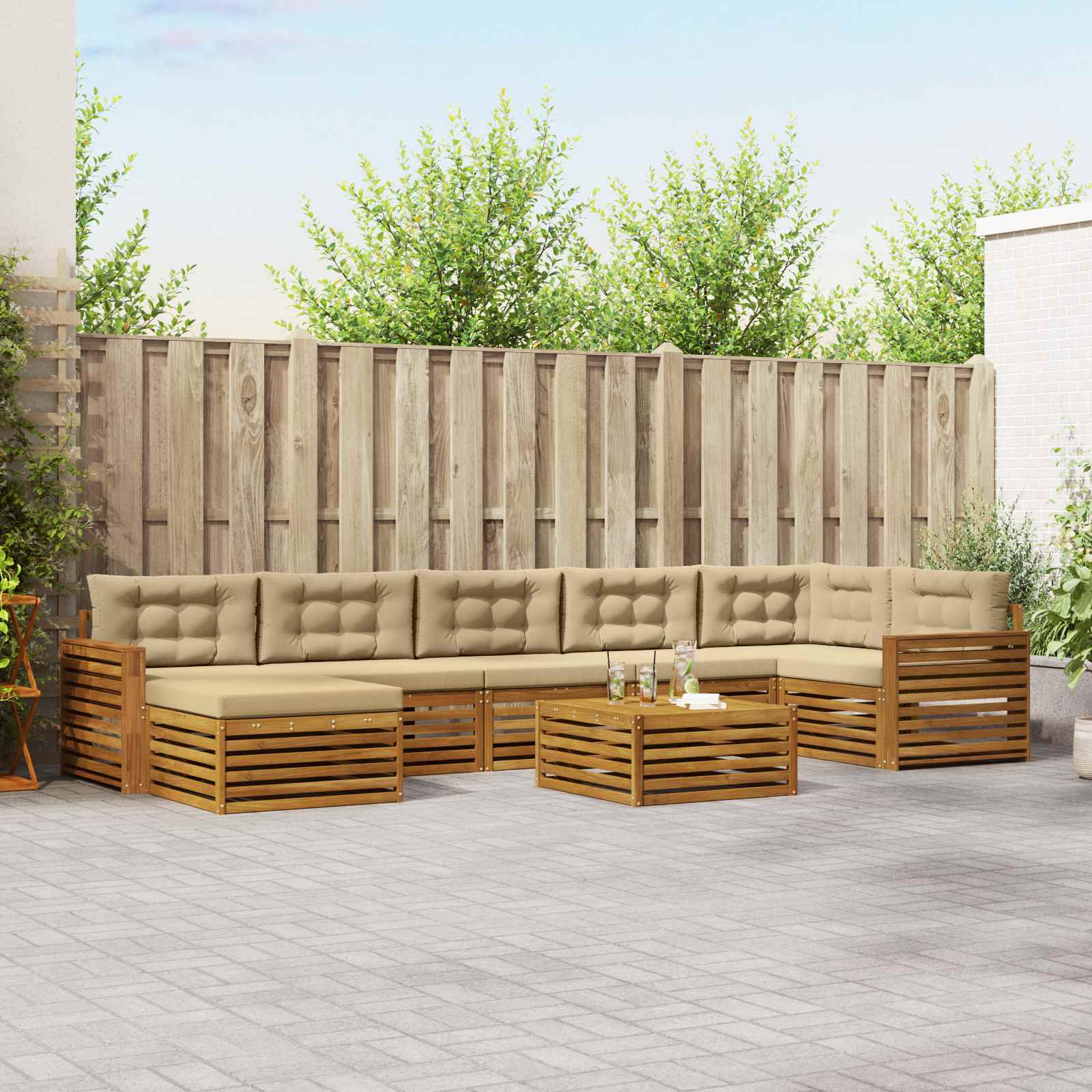 vidaXL Sofa-Sets 8 pcs Naturel Massief Acaciahout